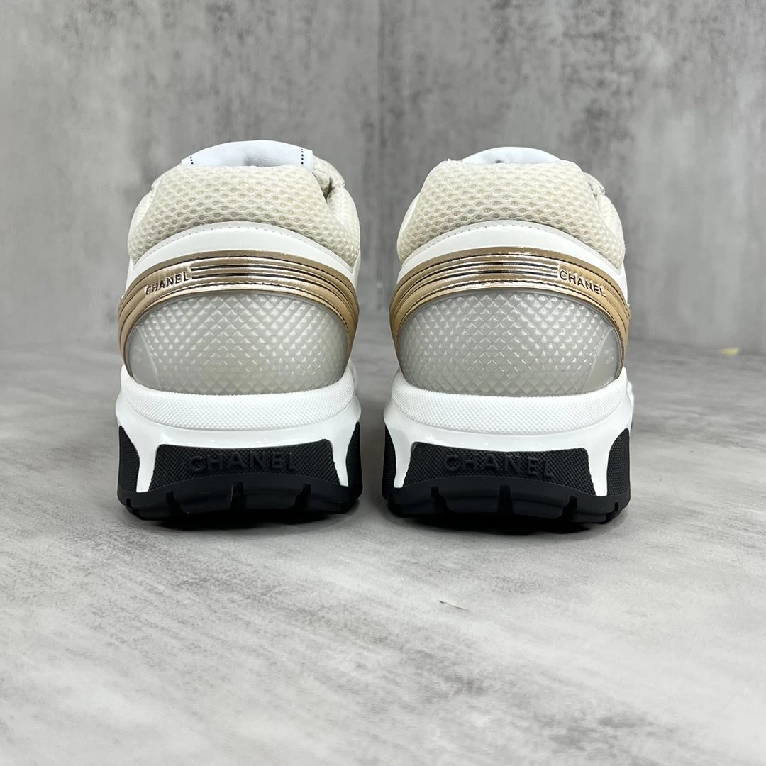 Resort Mesh Leather Chunky Sneakers Ivory Mocha - Gallery Image 5 - Detailed View