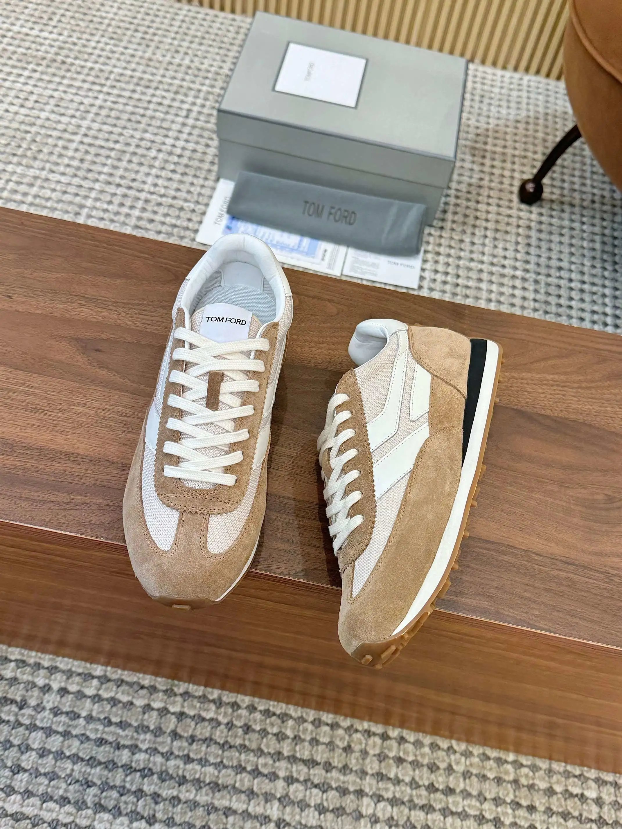 Vintage Suede Mesh Low Top Sneakers Sandstone - Gallery Image 5 - Detailed View