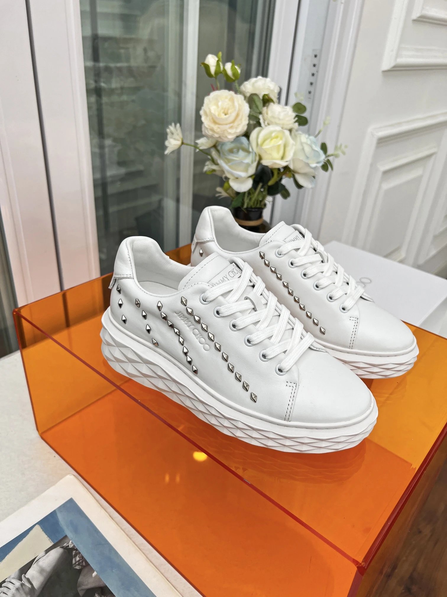 Jimmy Choo Diamond Sneakers White - High Quality Product Image - Cnfans