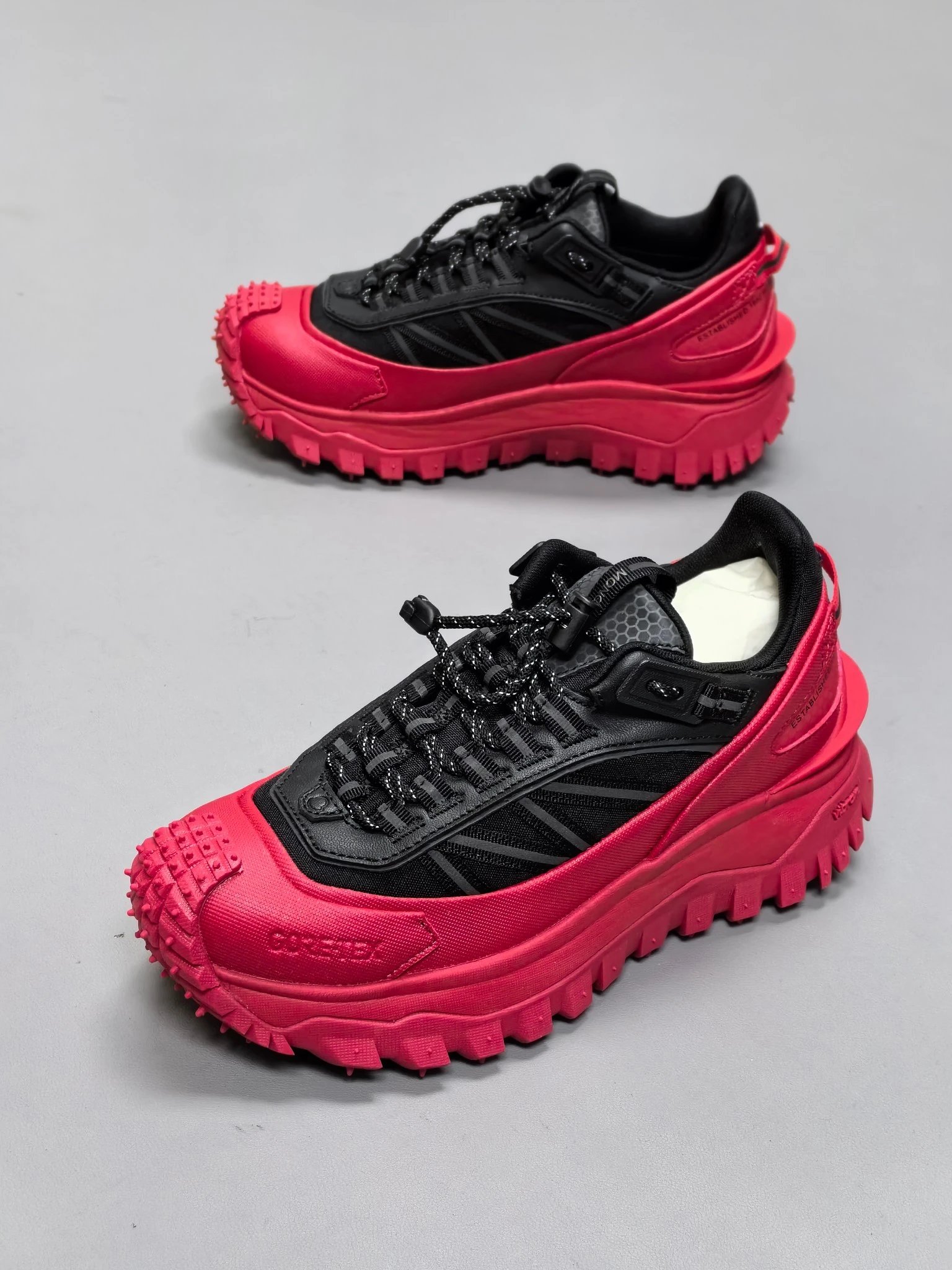 Moncler Trailgrip GTX Rubber Sneakers Black Red - Gallery Image 8 - Detailed View