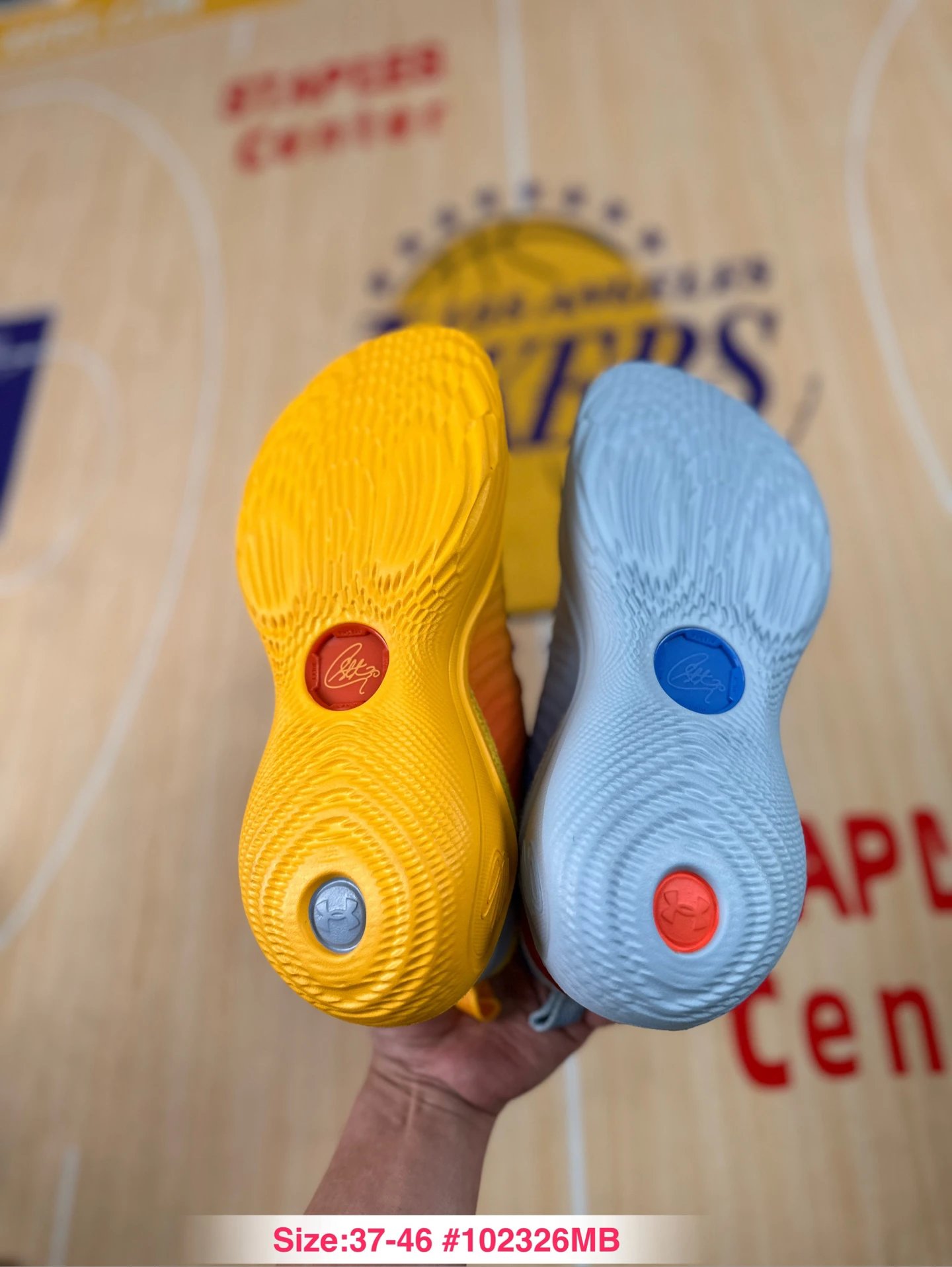 Curry 12 Mesh Basketball Sneakers Sunset Gold & Ice Blue - Gallery Image 8 - Detailed View