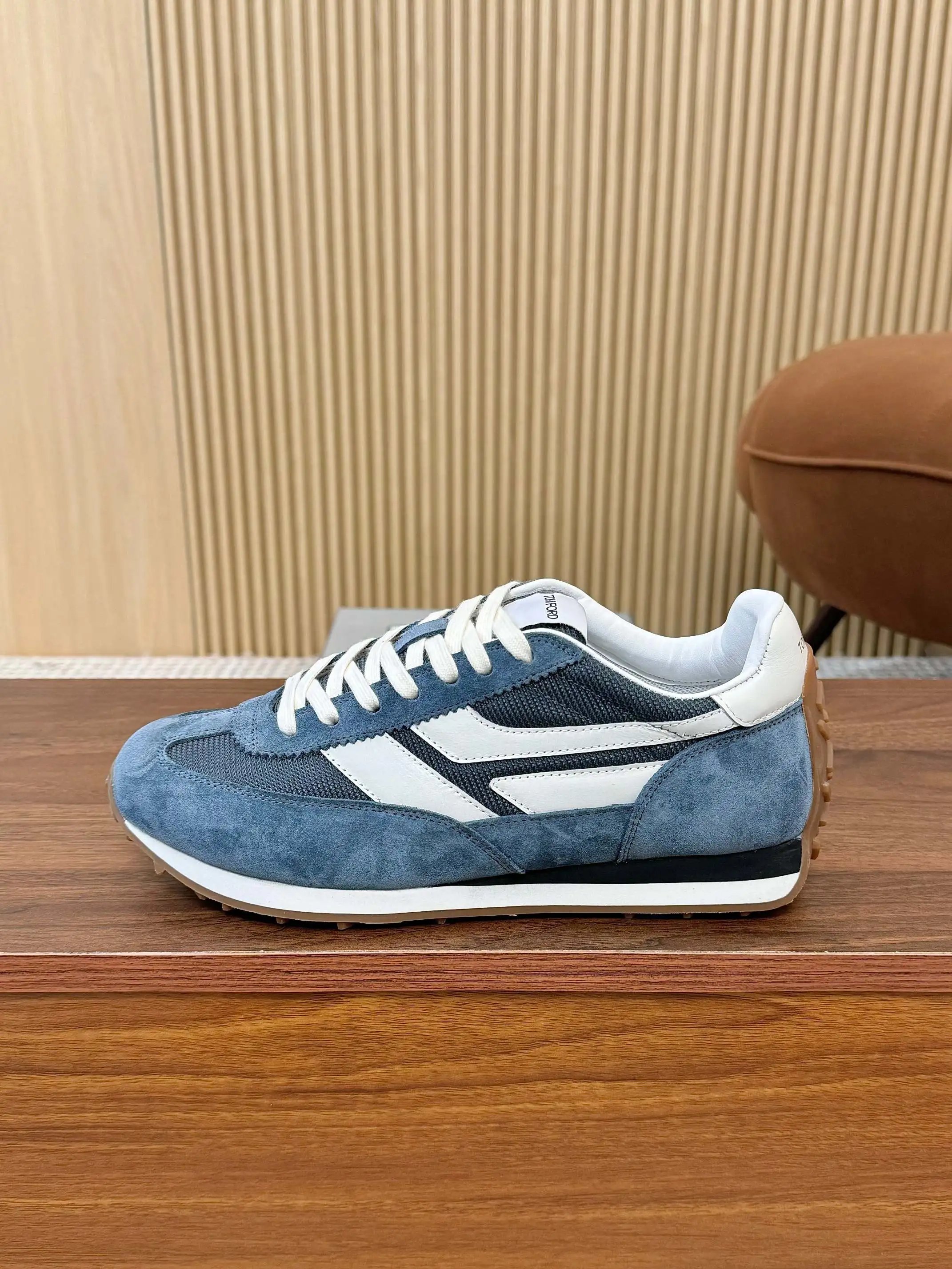 Retro Suede Mesh Sneakers Steel Blue - Gallery Image 1 - Detailed View