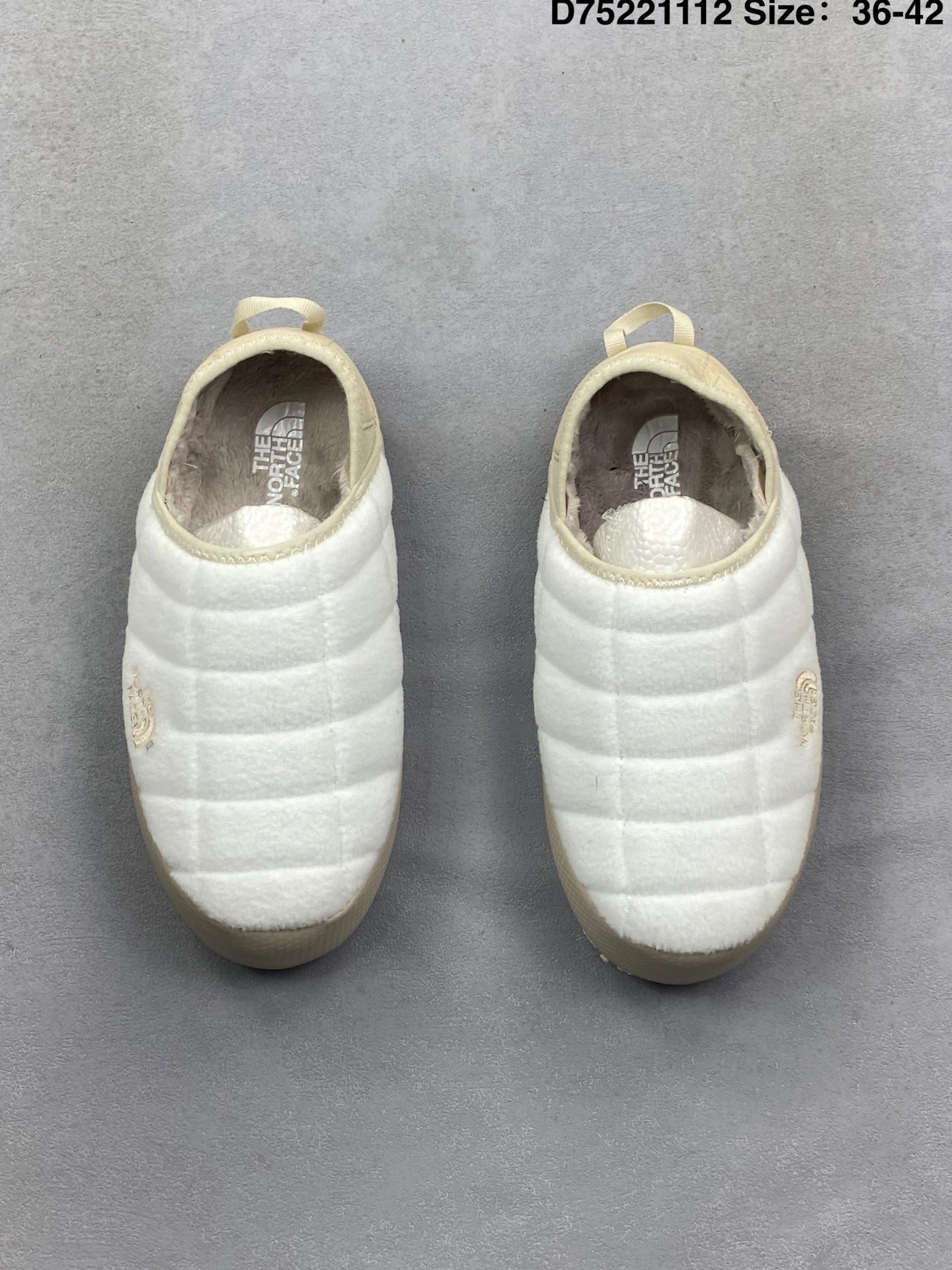 Winter Slip-On Quilted Slippers Ivory - Gallery Image 9 - Detailed View