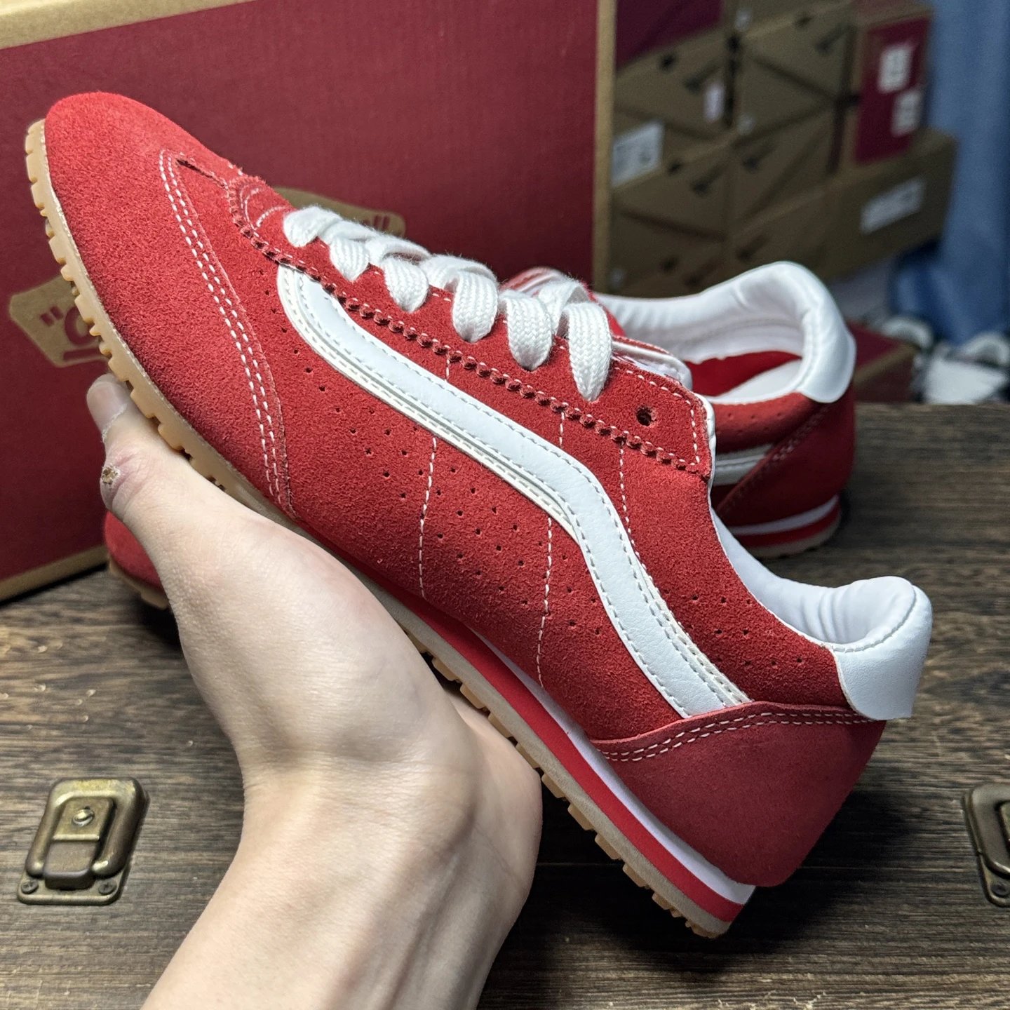 Retro Suede LowPro Sneakers Crimson Red - Gallery Image 7 - Detailed View