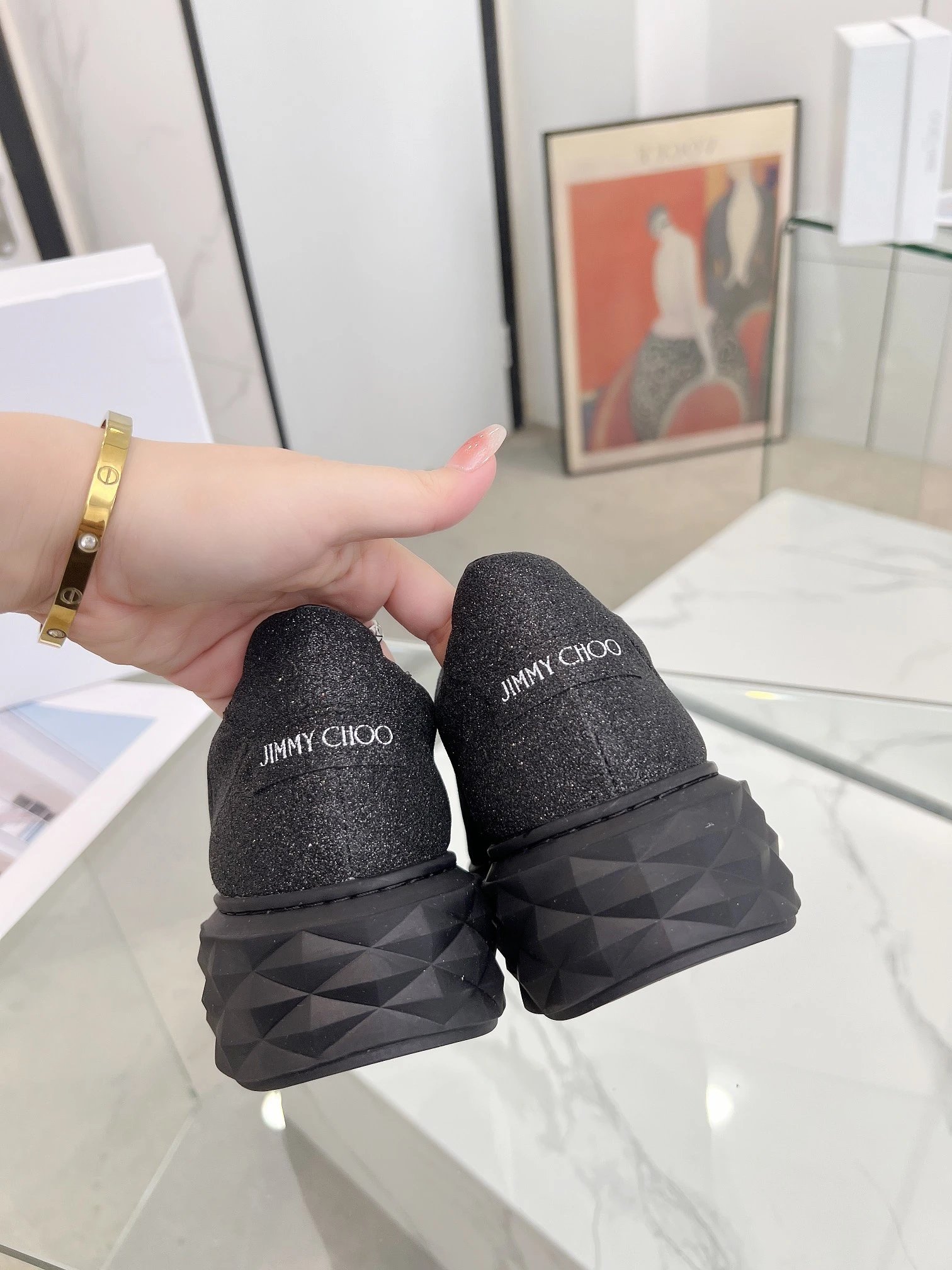 Jimmy Choo Diamond Sneakers Black - Gallery Image 6 - Detailed View