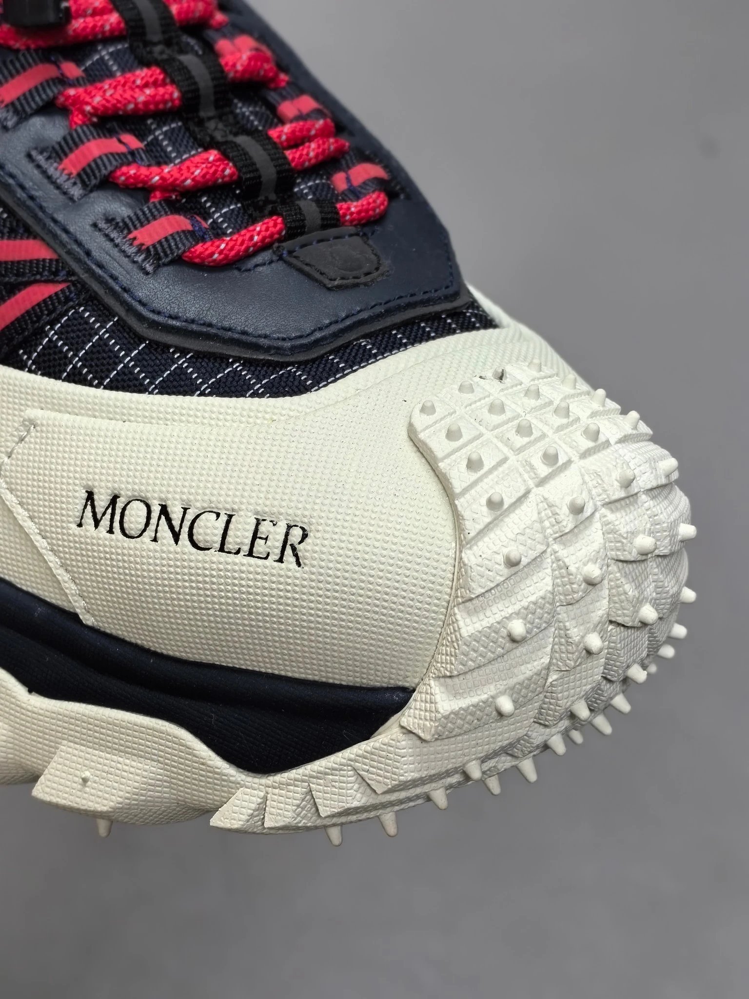 Moncler Trailgrip GTX Rubber White Black Sneakers Red Stripes - Gallery Image 4 - Detailed View