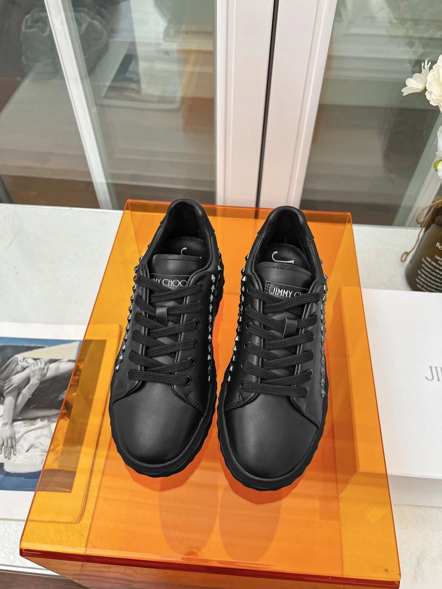 Jimmy Choo Studded Sneakers Black - Gallery Image 2 - Detailed View