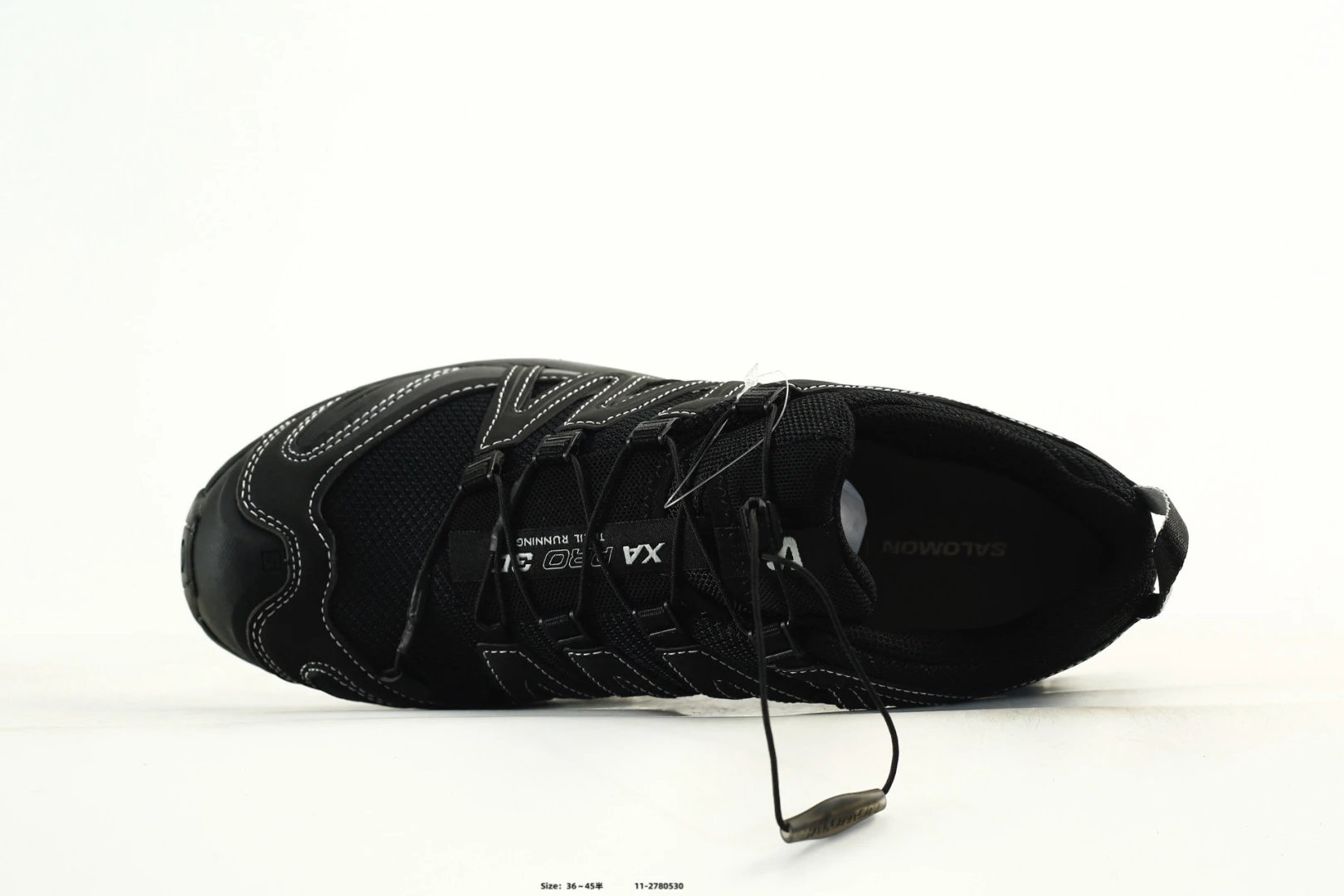 Salomon XA Pro 3D Black Trail Shoes White Logo - Gallery Image 4 - Detailed View