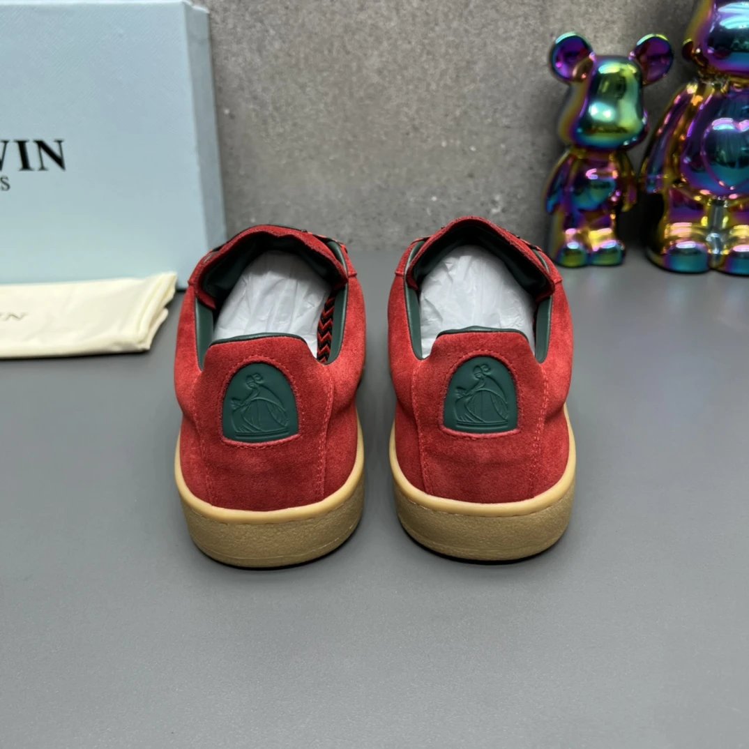 Lanvin Suede Sneakers Red - Gallery Image 7 - Detailed View
