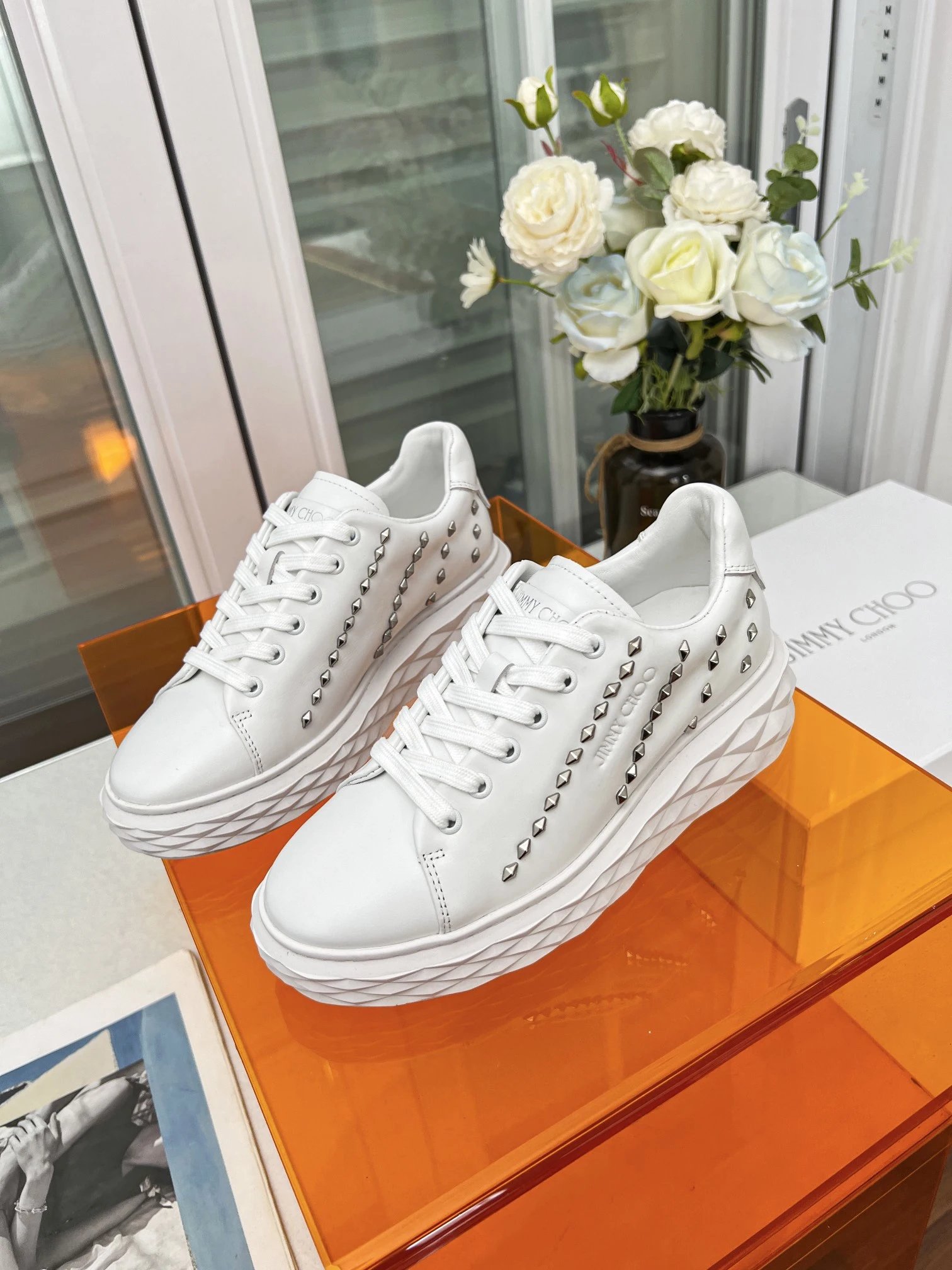 Jimmy Choo Diamond Sneakers White - Gallery Image 3 - Detailed View