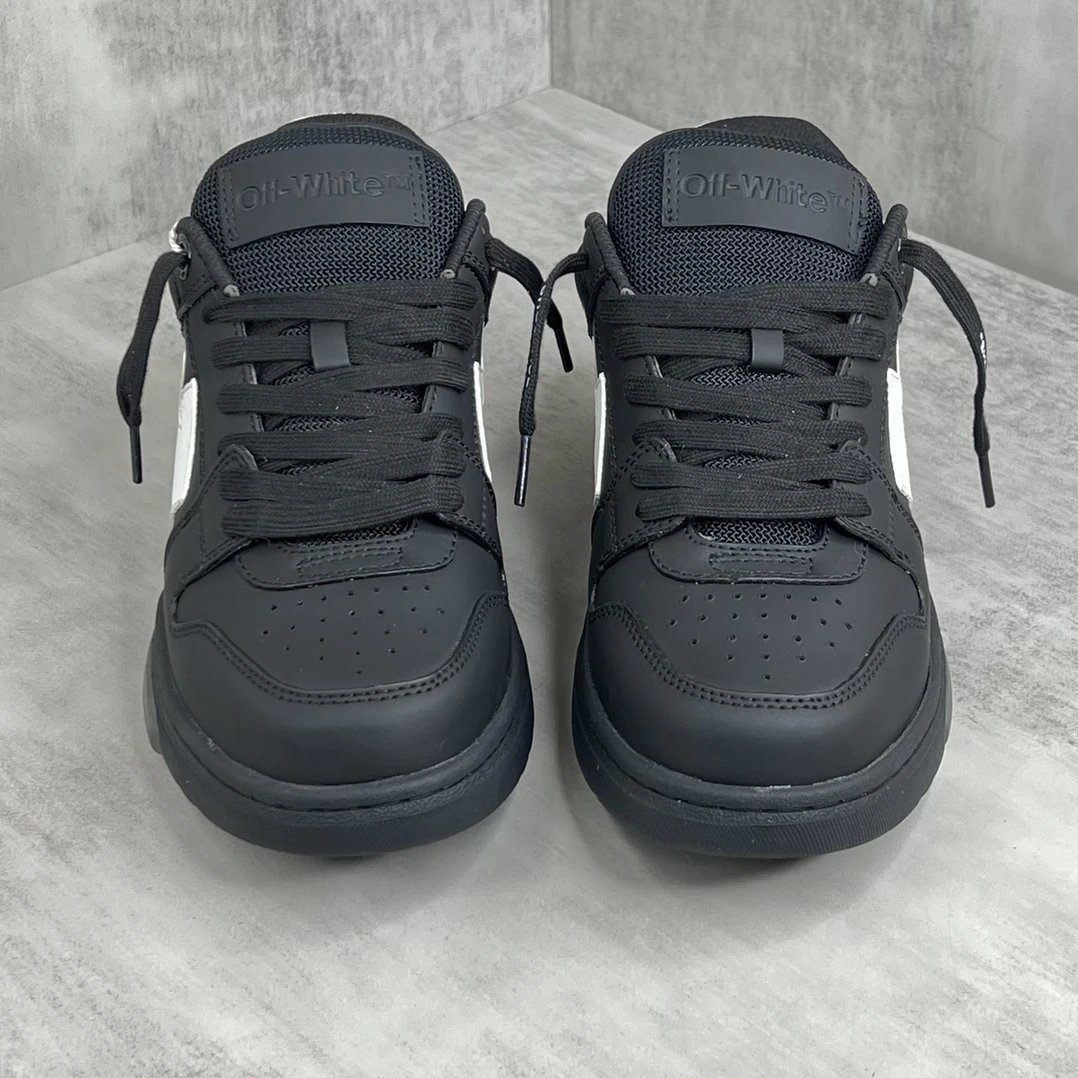 Low Top Leather Skate Sneakers Black White - Gallery Image 4 - Detailed View