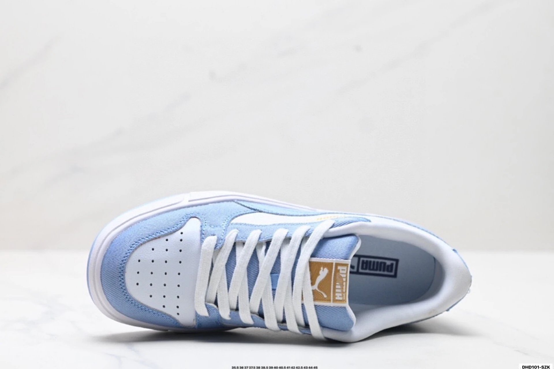 PUMA LX Court Low Denim Sneakers White Blue - Gallery Image 2 - Detailed View