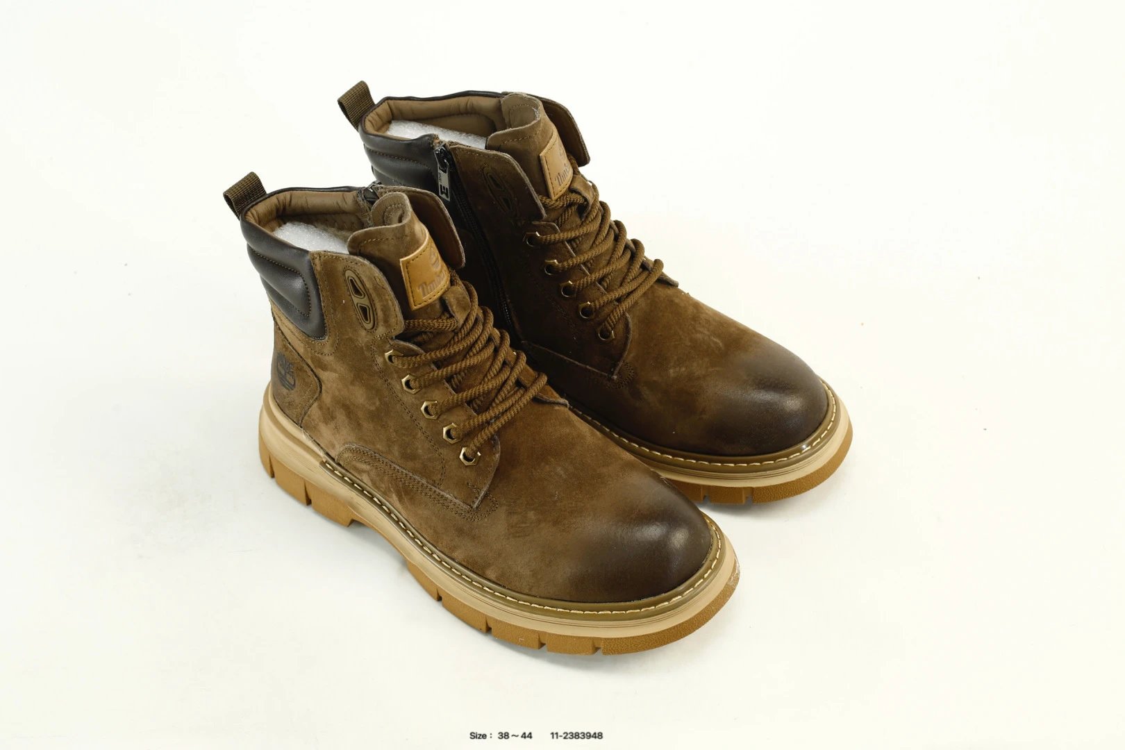 Premium Leather Outdoor Work Boots Walnut Brown - Gallery Image 8 - Detailed View