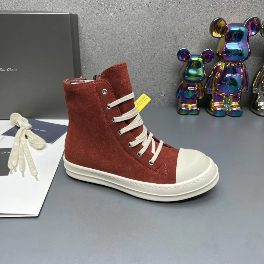 Rick Owens Suede High-Top Sneakers Red  - Rick Owens - Cnfans - $78.86