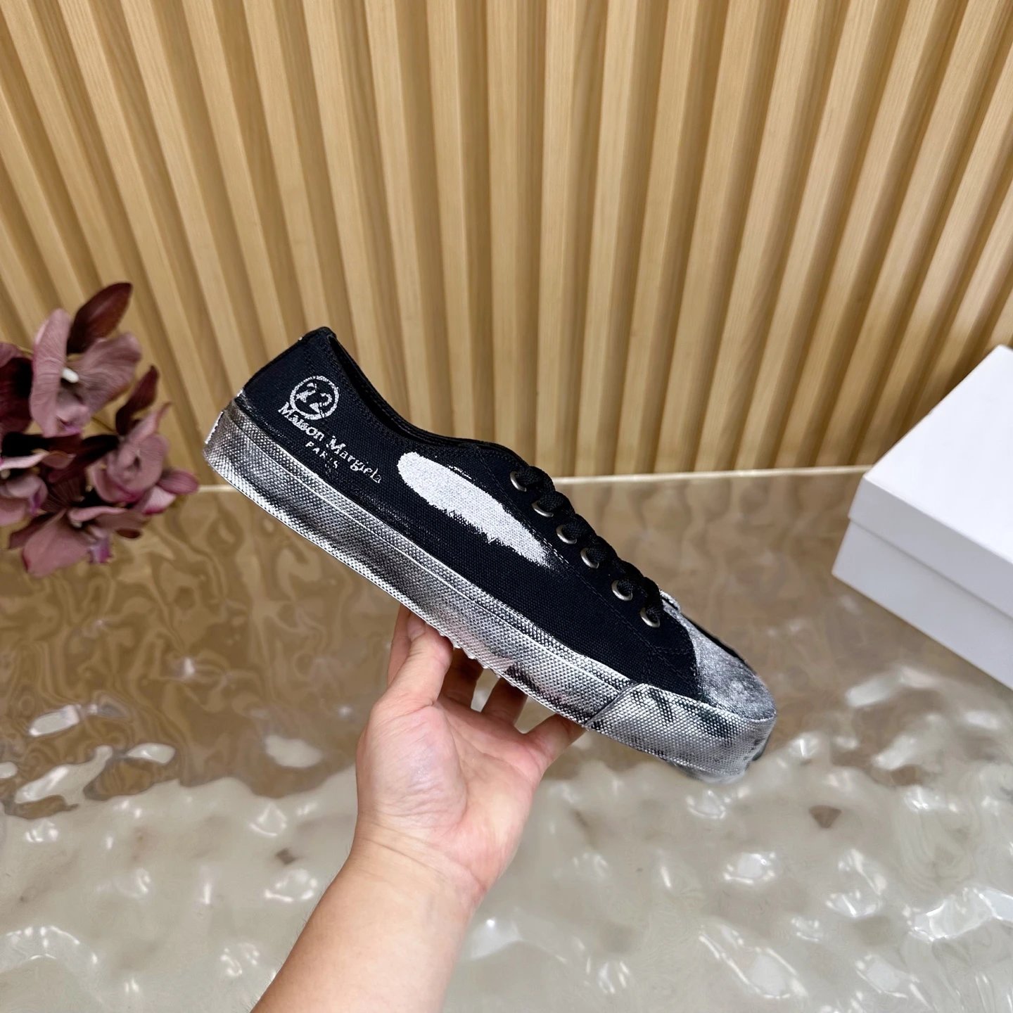 Maison Margiela MM6 Tabi Graffiti Sneakers Black - Gallery Image 8 - Detailed View