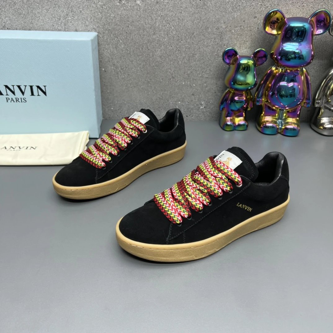Lanvin Suede Sneakers Black - Gallery Image 2 - Detailed View