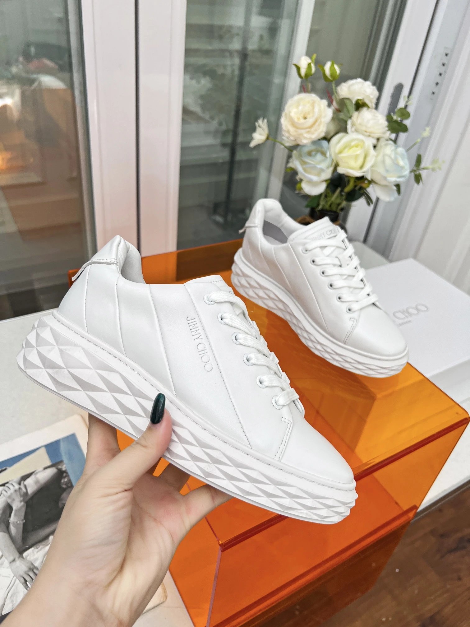 Jimmy Choo Diamond Sneakers White - Gallery Image 6 - Detailed View