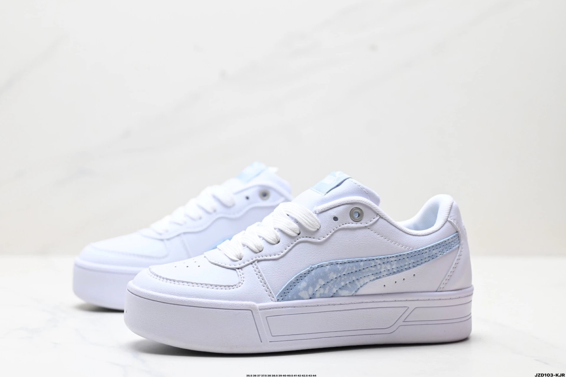 Puma Skye Leather Sneakers White Grey - Gallery Image 4 - Detailed View