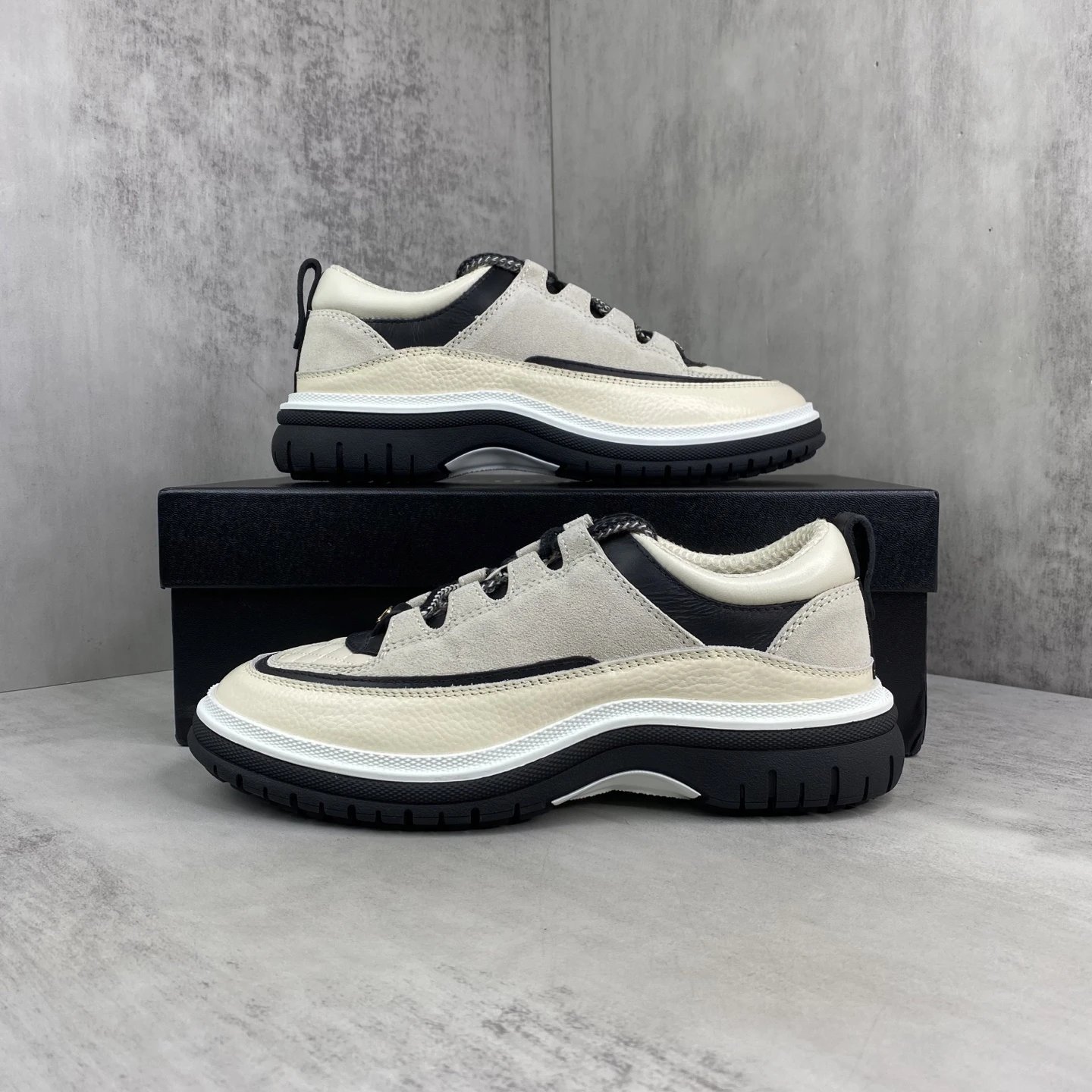 Luxury Leather Low Top Sneakers Panda Colorway - Gallery Image 9 - Detailed View