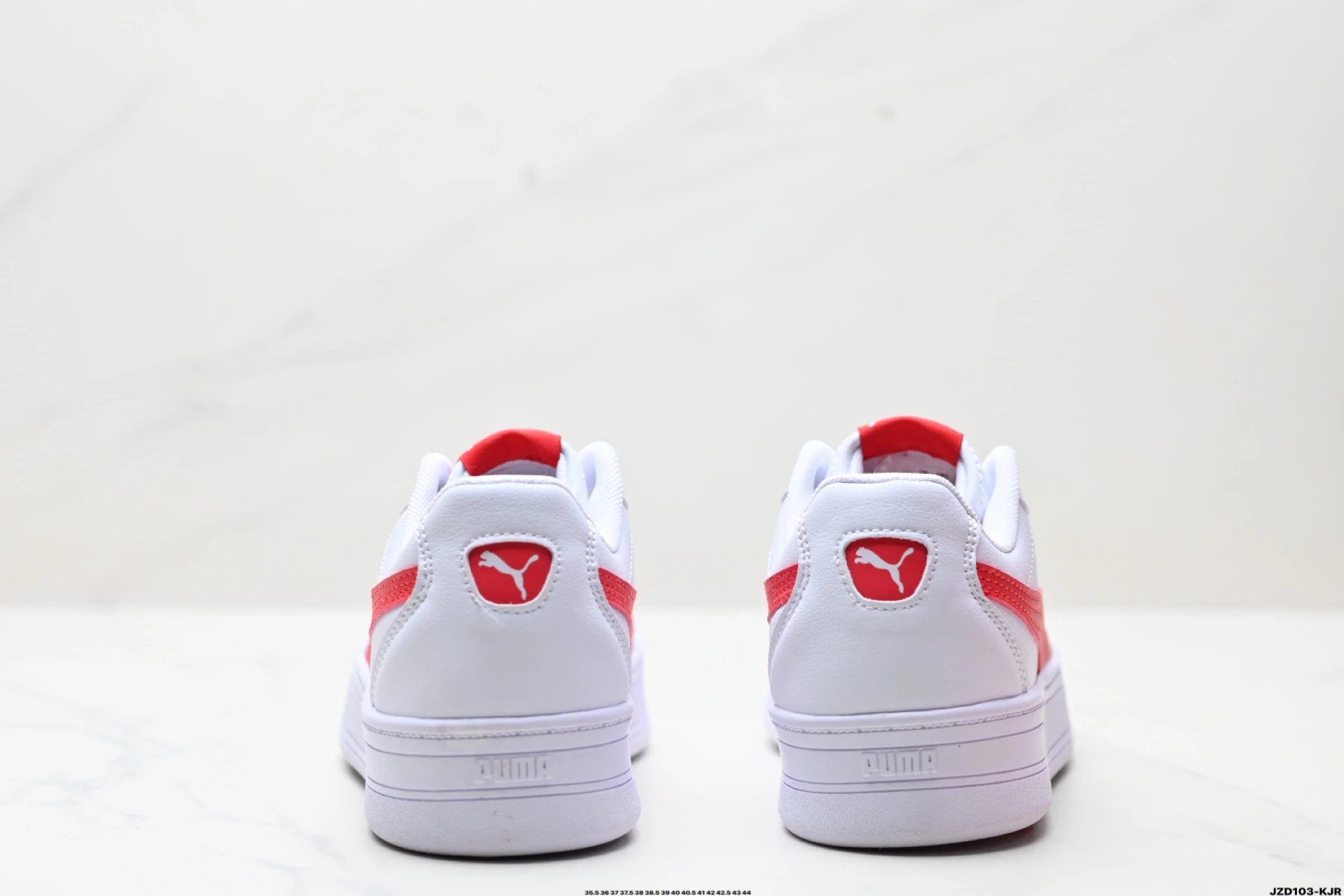 Puma Skye Leather Sneakers White Red - Gallery Image 6 - Detailed View