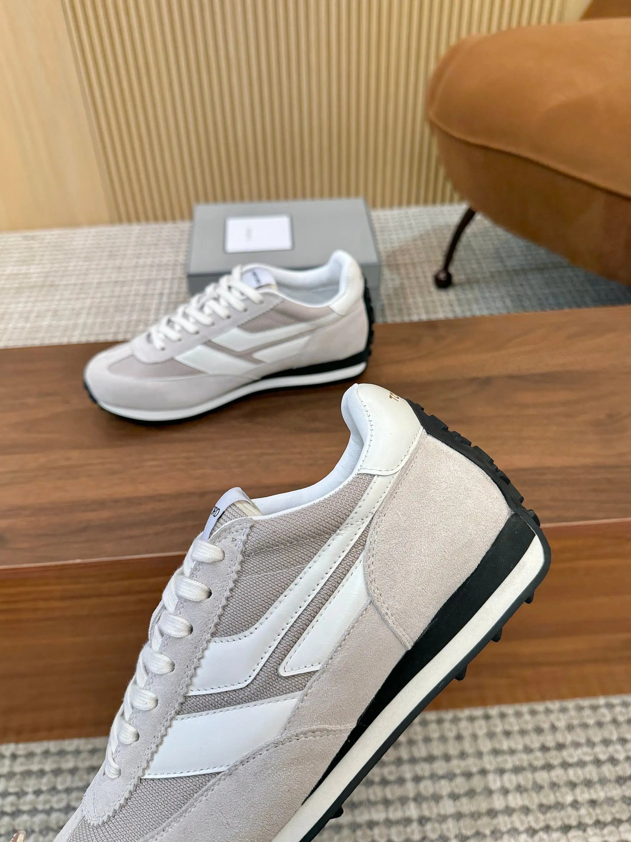 Retro Suede Mesh Sneakers Ivory - Gallery Image 8 - Detailed View