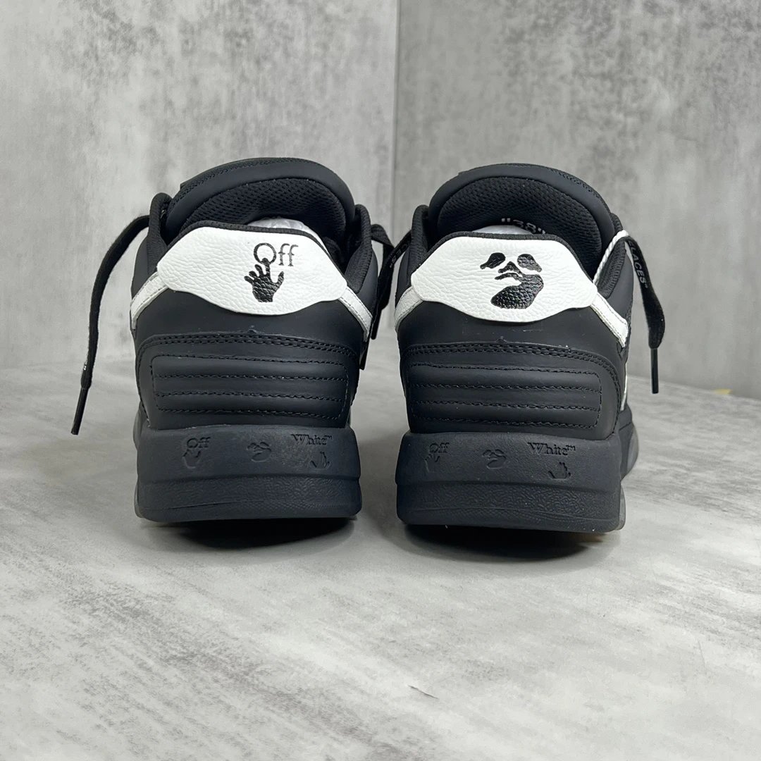 Low Top Leather Skate Sneakers Black White - Gallery Image 5 - Detailed View