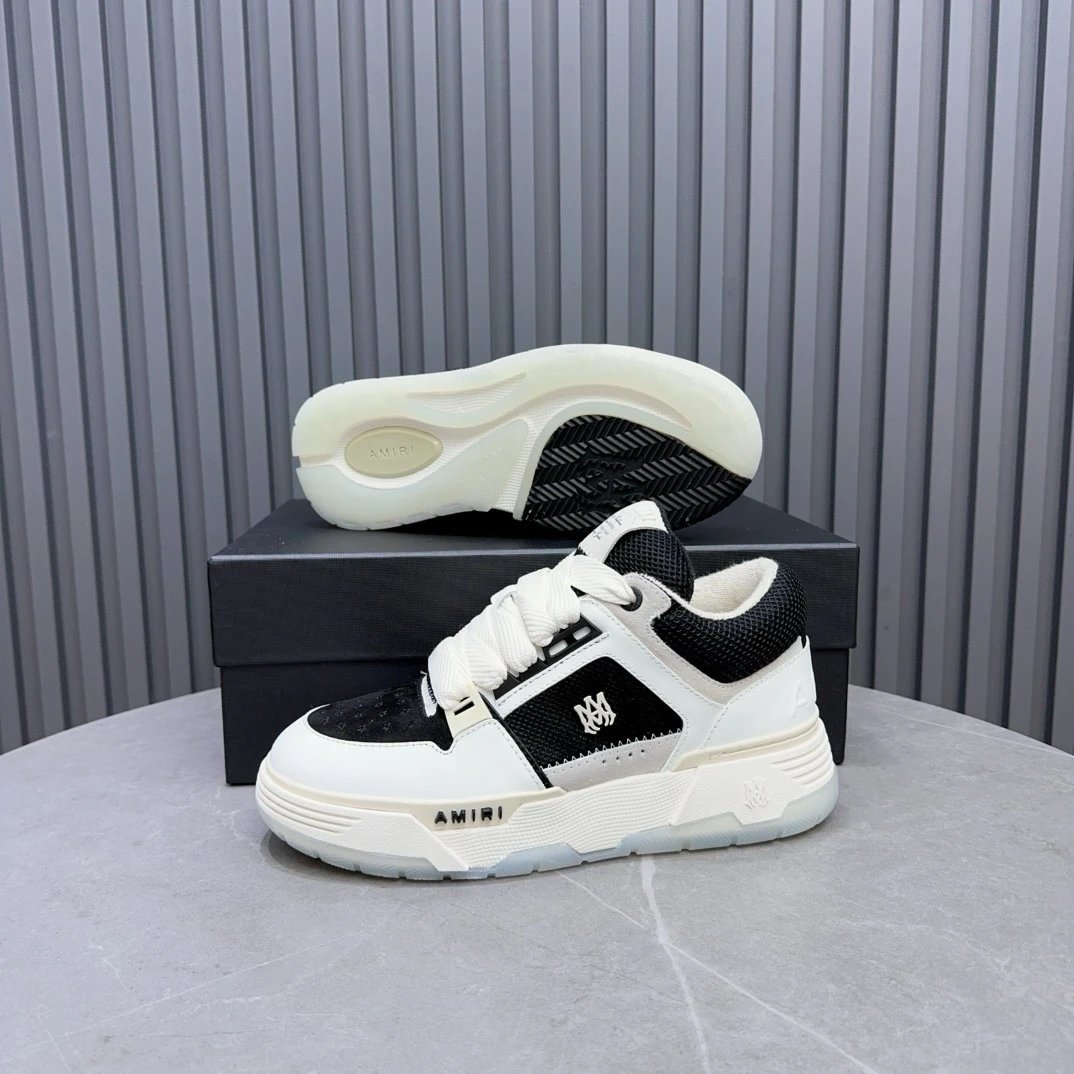 Unisex Leather Mesh Low Top Skate Shoes Ivory Black - Gallery Image 8 - Detailed View