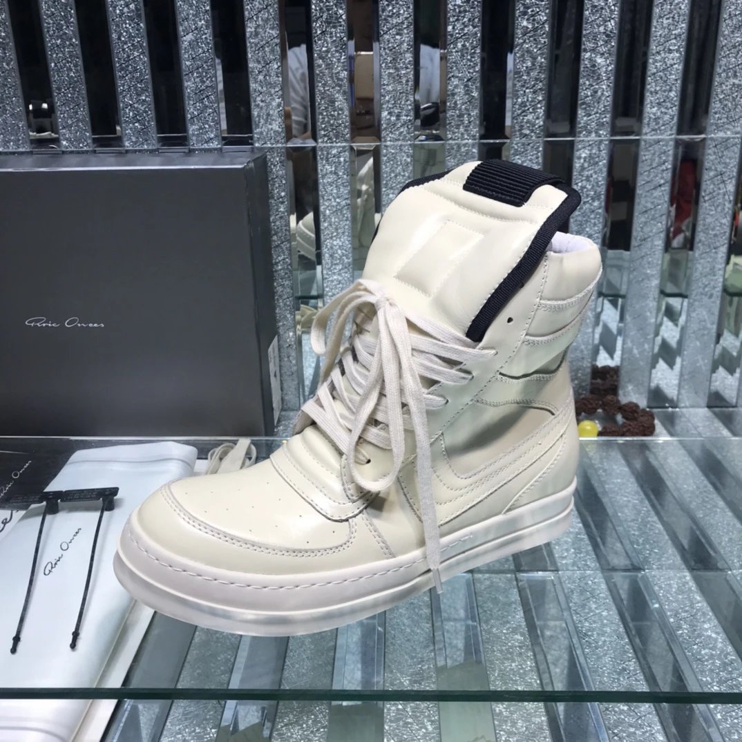 Rick Owens Geobasket Triangular High-Top Sneakers White - Gallery Image 6 - Detailed View