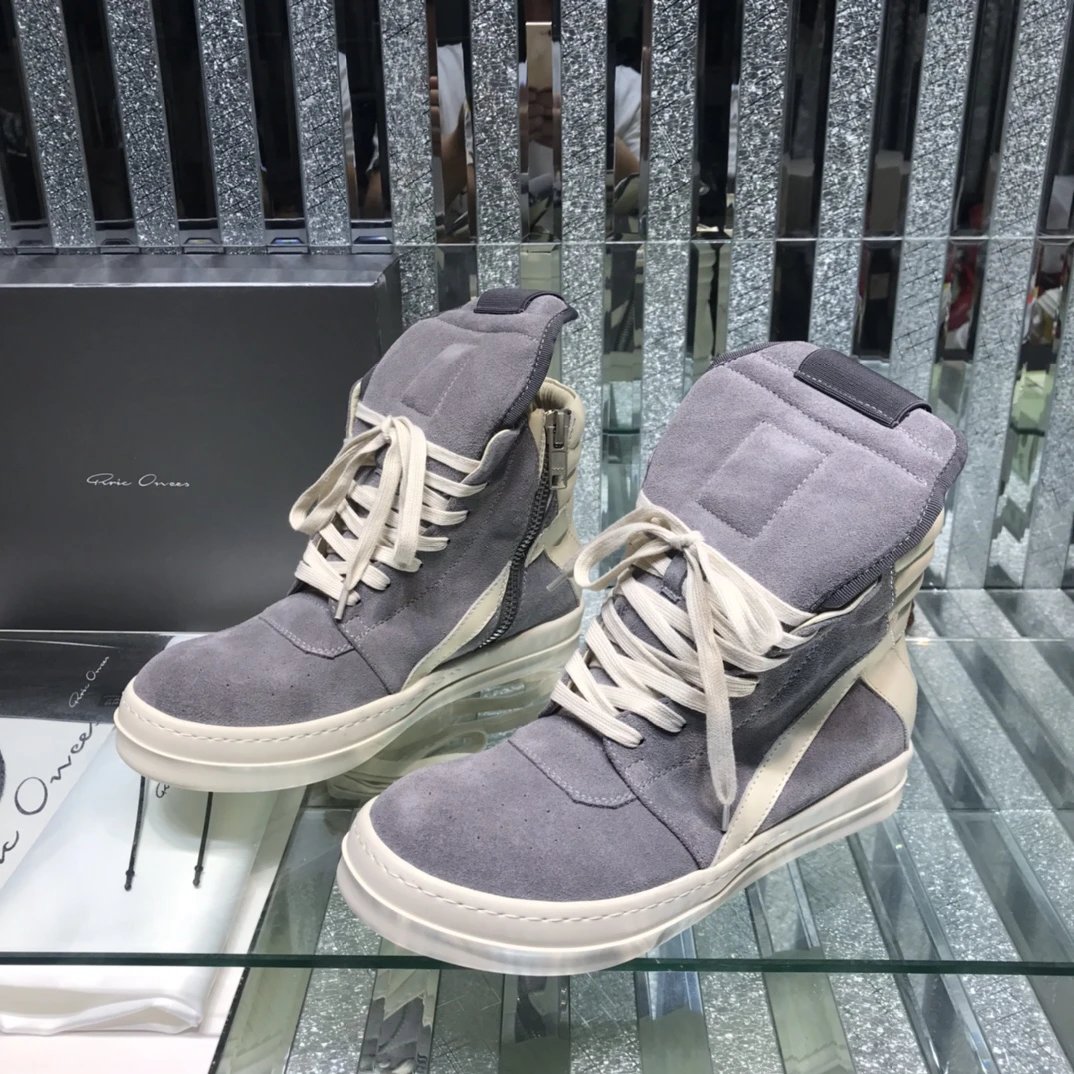 Owens Geobasket High-Top Sneakers Suede Gray - Gallery Image 2 - Detailed View