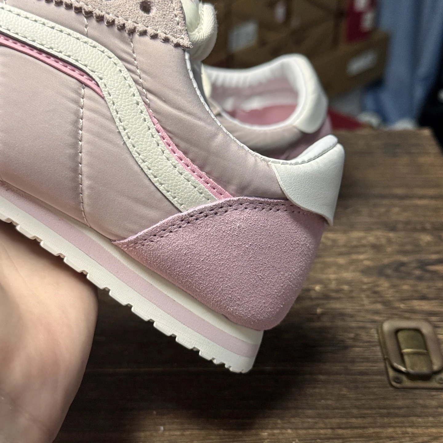 Retro Suede Nylon Low Sneakers Blush Pink - Gallery Image 6 - Detailed View
