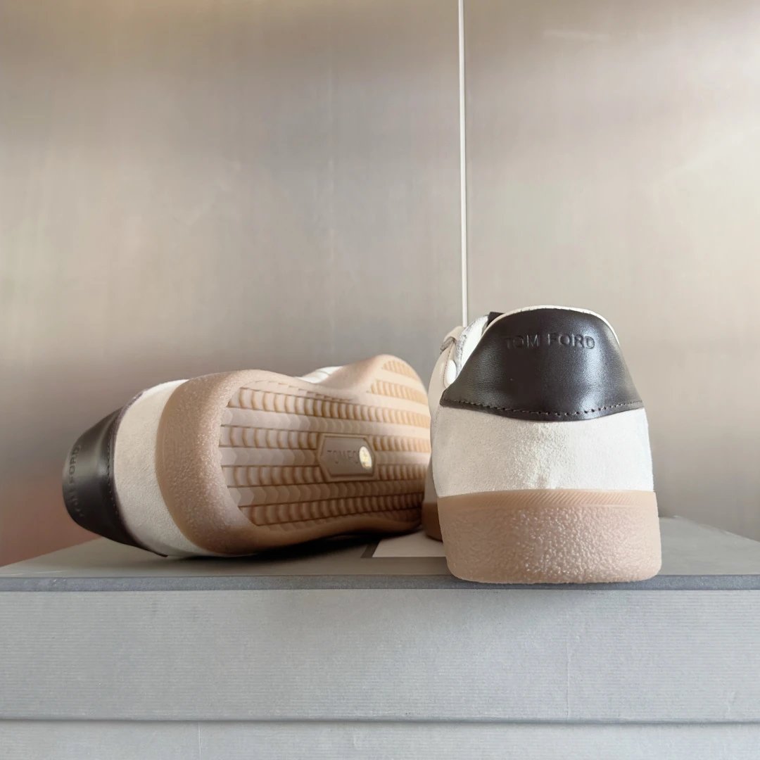 Suede Leather Retro Sneakers Ivory Black - Gallery Image 9 - Detailed View