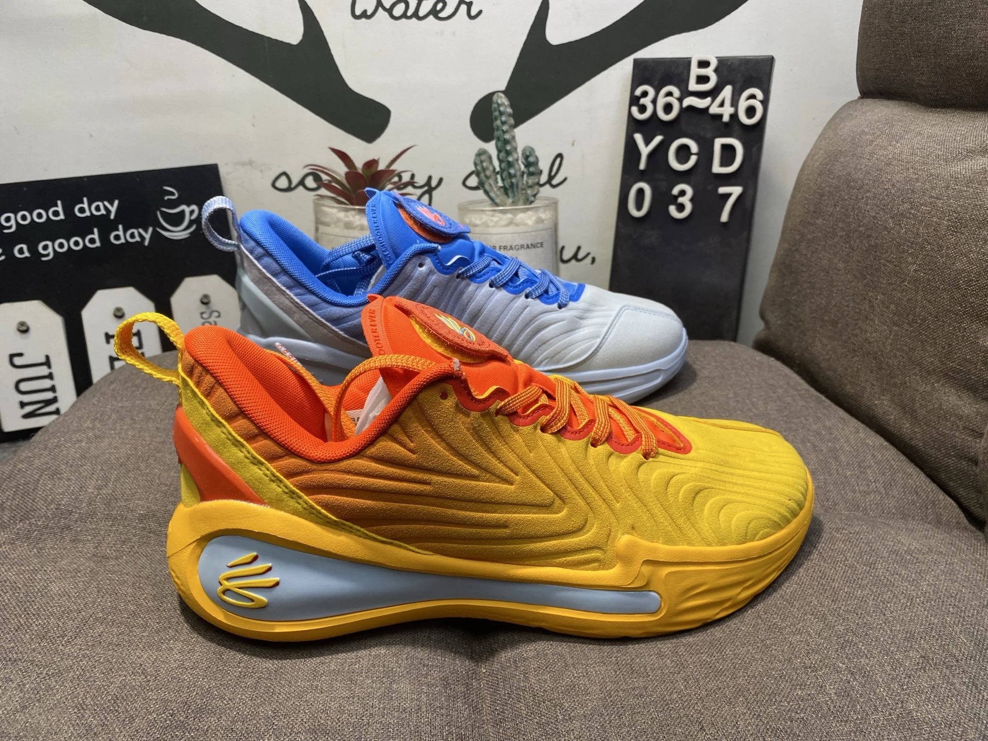 Curry 12 Dual Tone Performance Basketball Shoes Goldenrod & Ice Blue - Gallery Image 1 - Detailed View