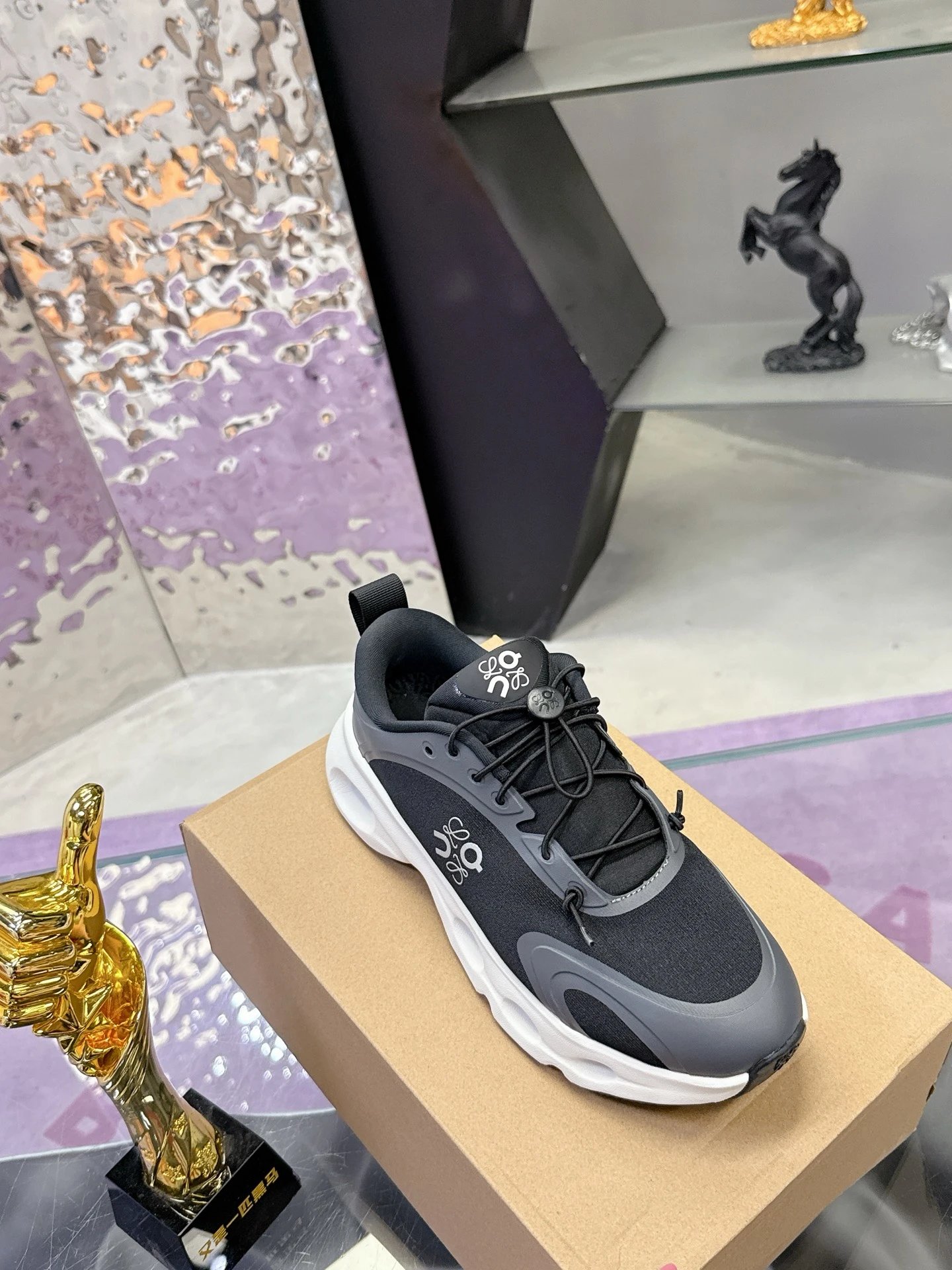 Loewe x On 3.0 Cloudventure Sneakers Black White - Gallery Image 5 - Detailed View