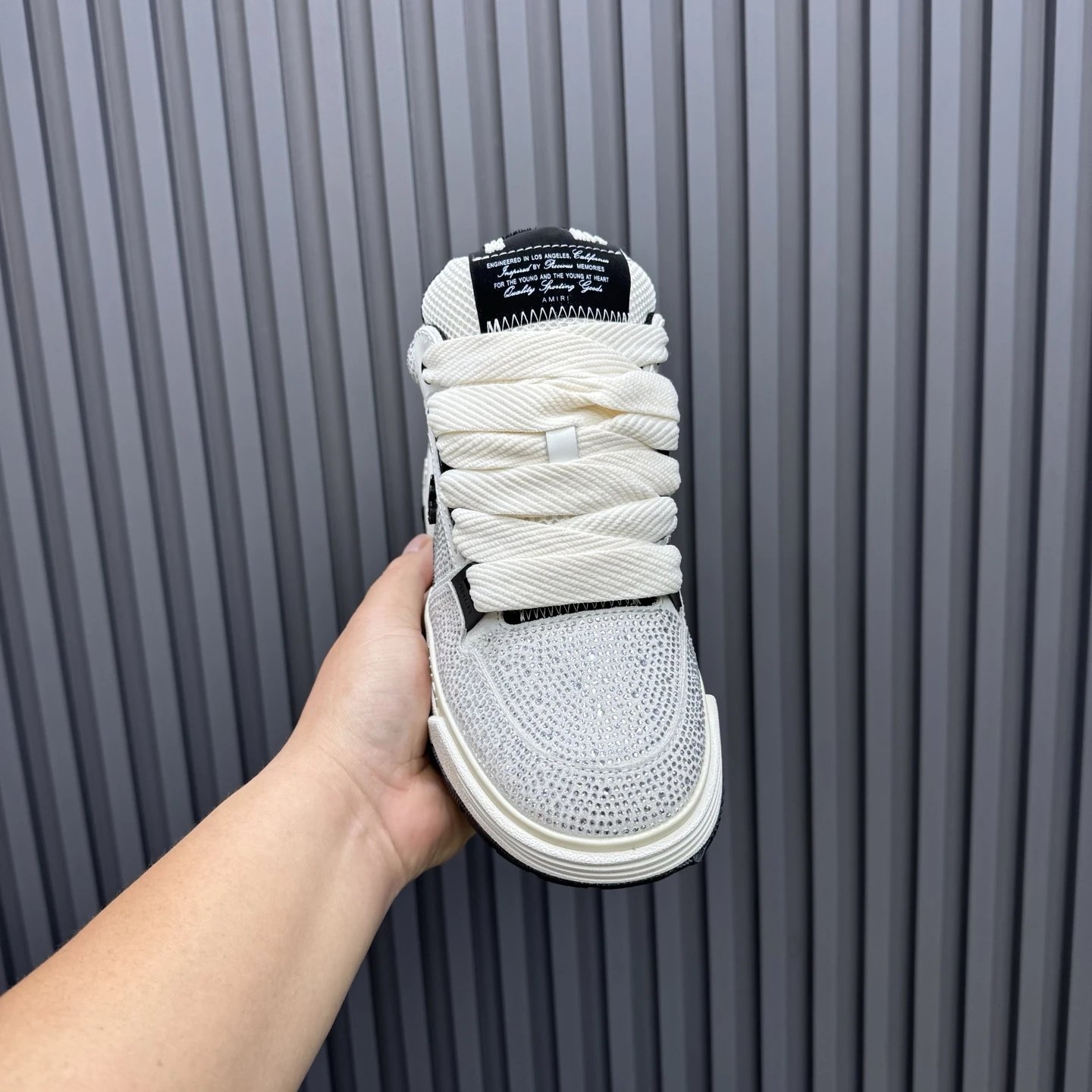 Luxury Low Top Leather Skate Shoes Cream Black - Gallery Image 4 - Detailed View