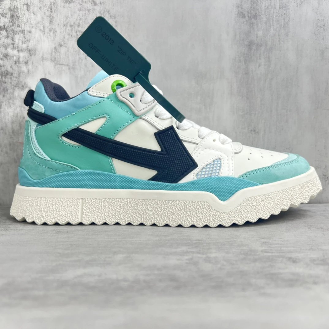 Retro Arrow Leather Mesh Sneakers Seafoam Green - Gallery Image 6 - Detailed View