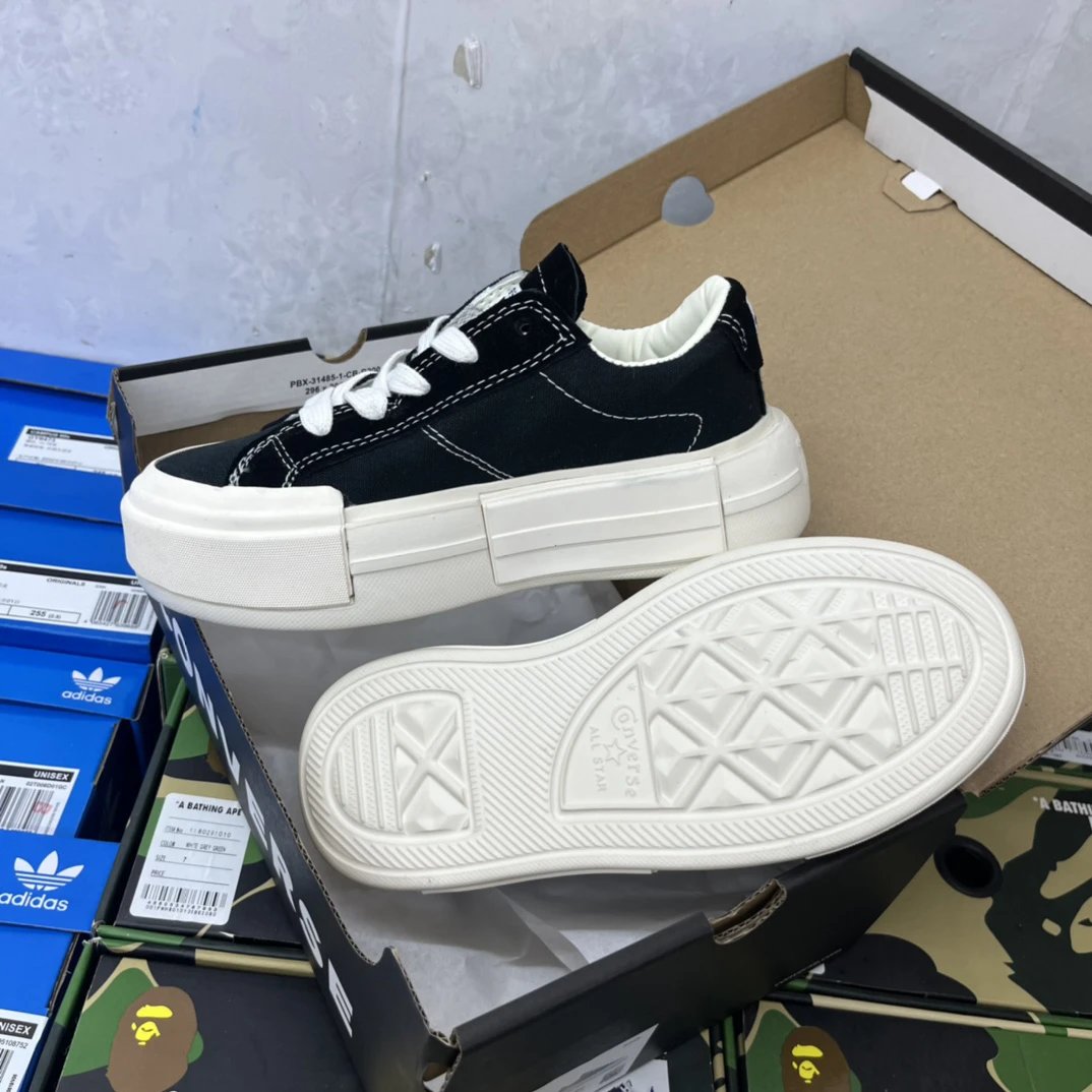 Chunky Canvas Skate Sneakers Ivory Black - Gallery Image 3 - Detailed View