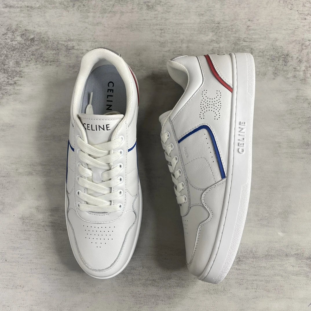 CT-10 Low Top Leather Sneakers Summer White Sapphire - Gallery Image 3 - Detailed View