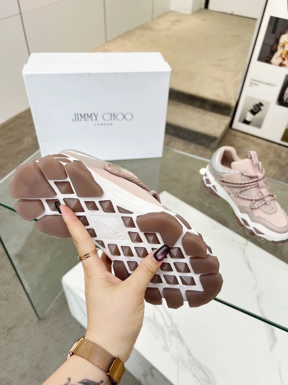 Jimmy Choo Diamond X II M Sneakers Pink - Gallery Image 9 - Detailed View