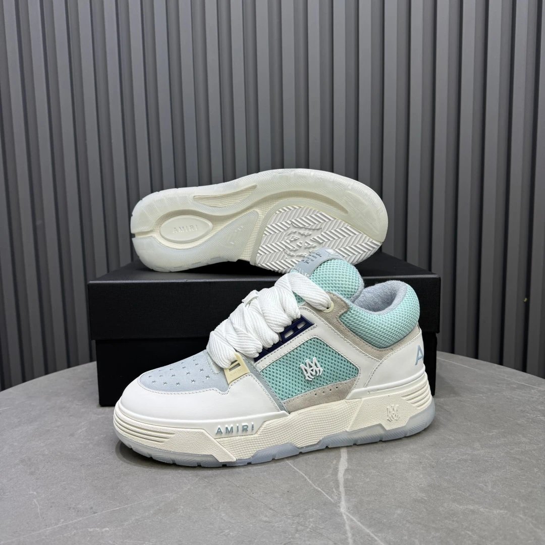 Unisex Leather Mesh Low Top Sneakers Ice Mint - Gallery Image 9 - Detailed View