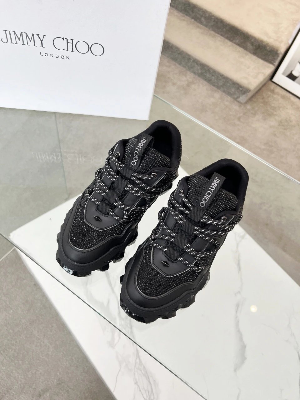 Jimmy Choo Diamond X II Sneakers Black - Gallery Image 2 - Detailed View