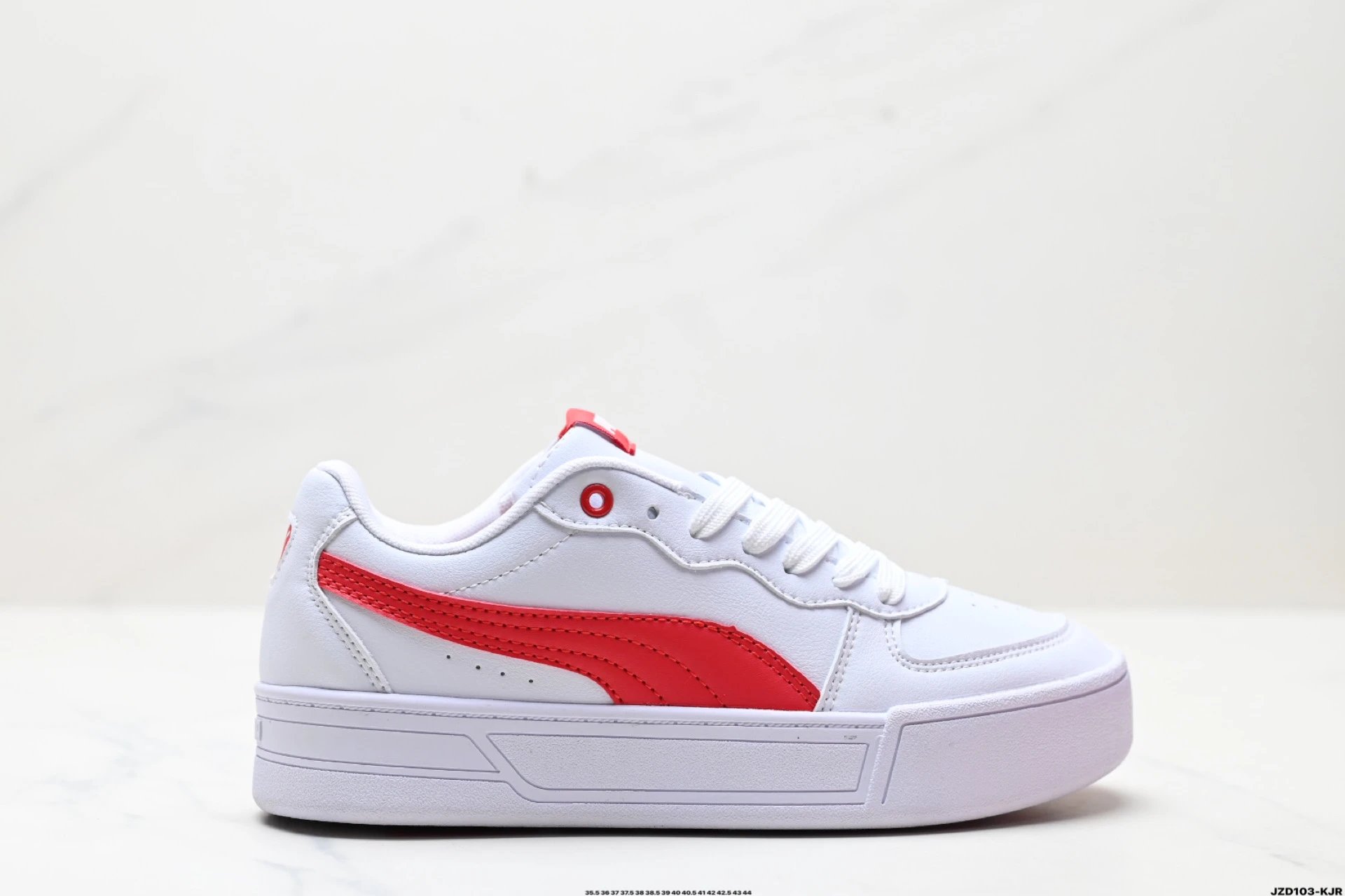 Puma Skye Leather Sneakers White Red - Puma - Cnfans - $35.96