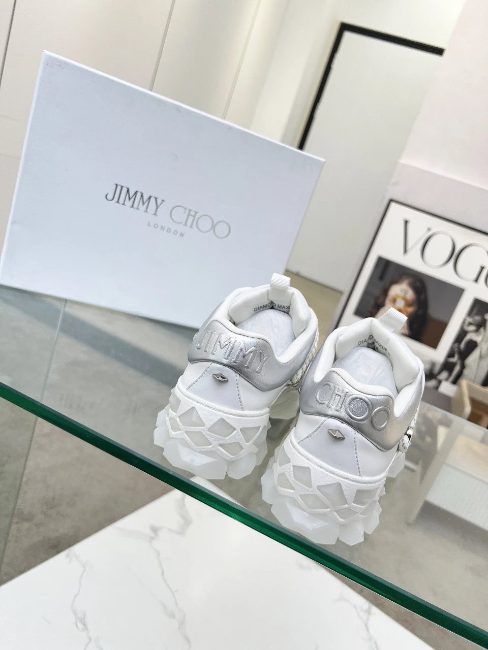 Jimmy Choo Diamond X II M Sneakers White Silver - Gallery Image 4 - Detailed View