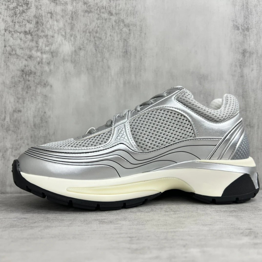 Resort Leather Mesh Sneakers Metallic Silver - Gallery Image 7 - Detailed View