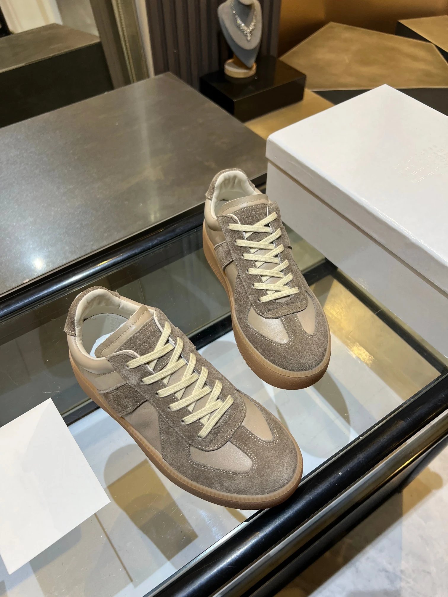 Maison Margiela MM6 Thick Bottom Sneakers Beige - Gallery Image 8 - Detailed View