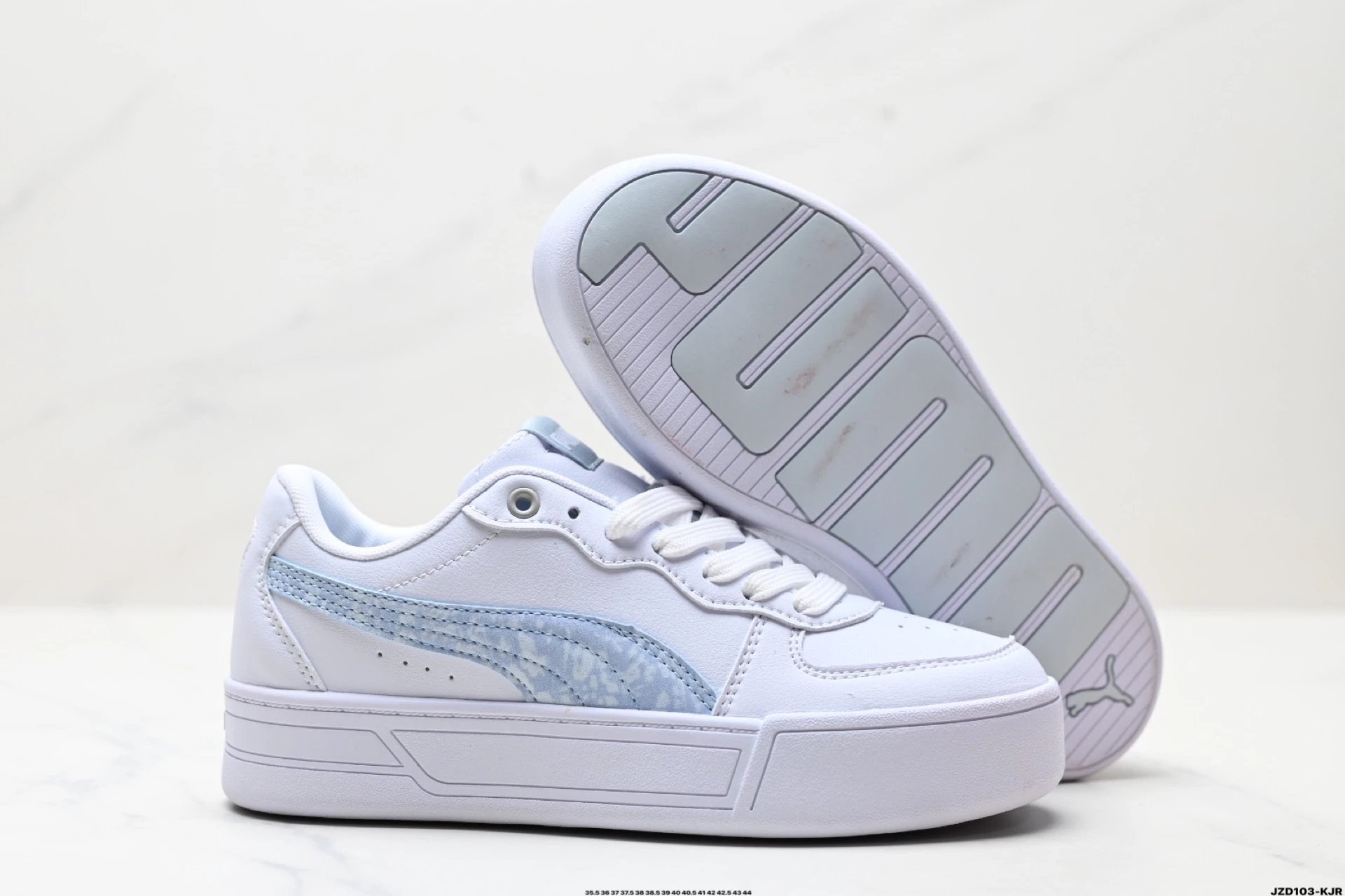 Puma Skye Leather Sneakers White Grey - Gallery Image 5 - Detailed View