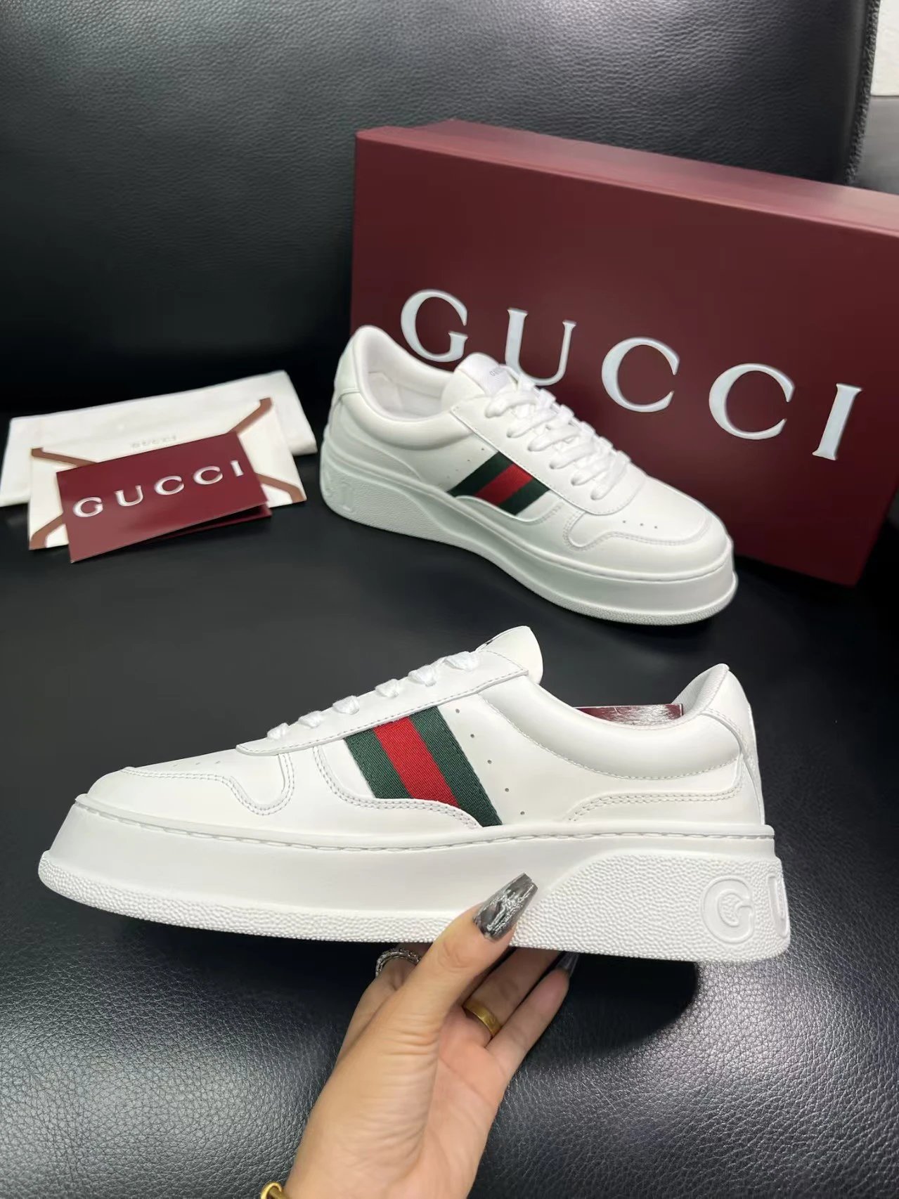Gucci Men's Platform Sneakers Stylish White - Gallery Image 5 - Detailed View