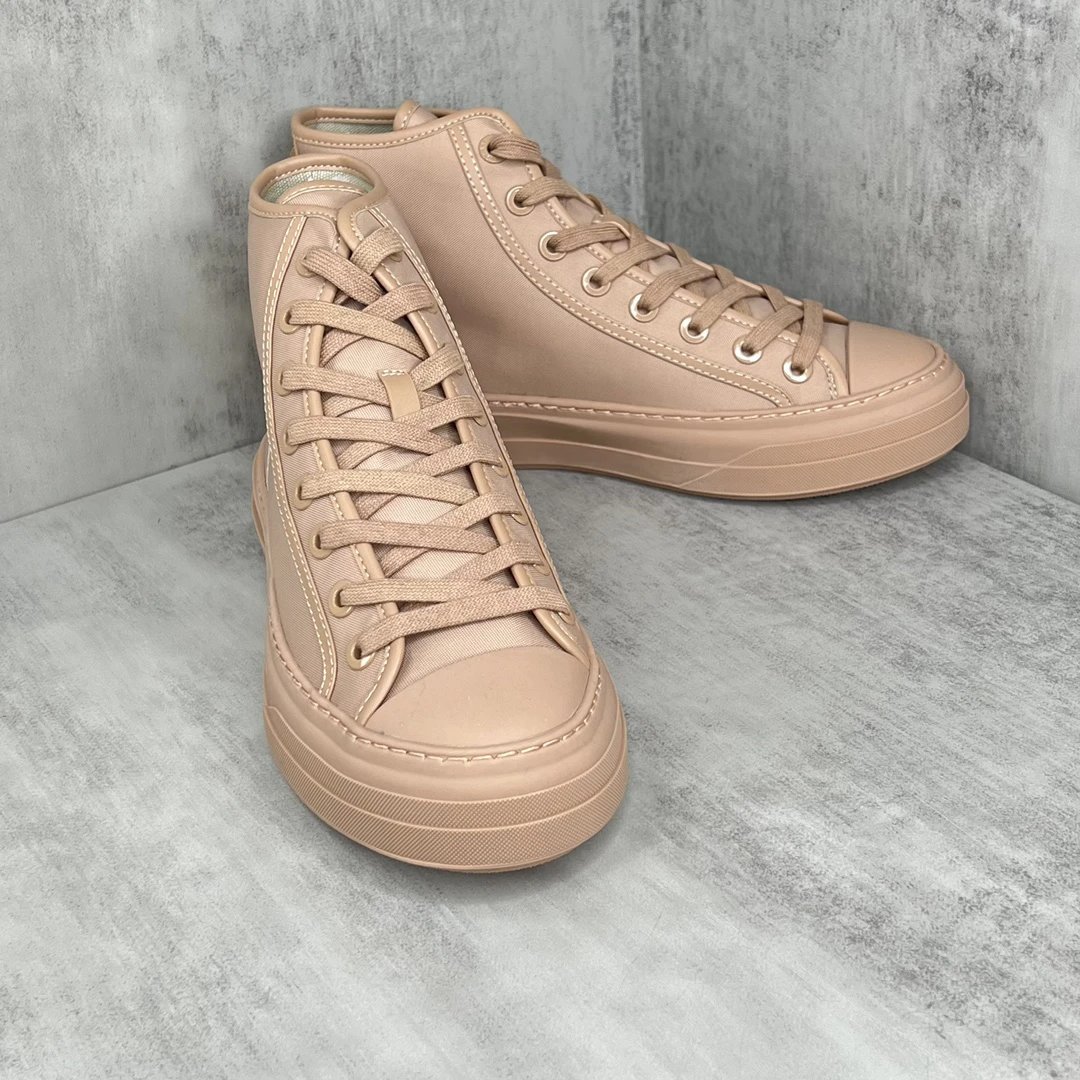 High Top Leather Sneakers Nude Beige - Gallery Image 2 - Detailed View