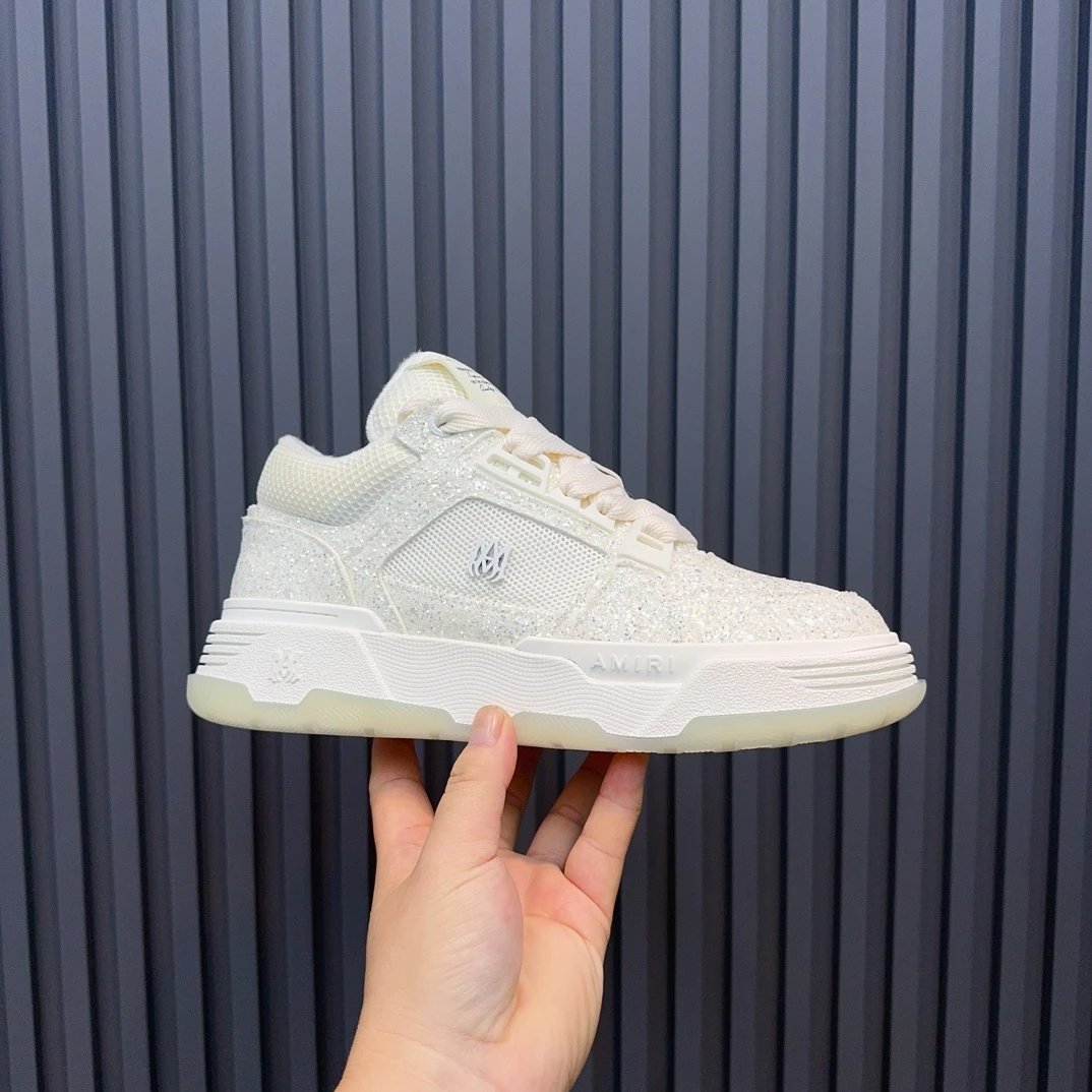 Sparkle Low Top Leather Sneakers Ivory Cream - Gallery Image 3 - Detailed View