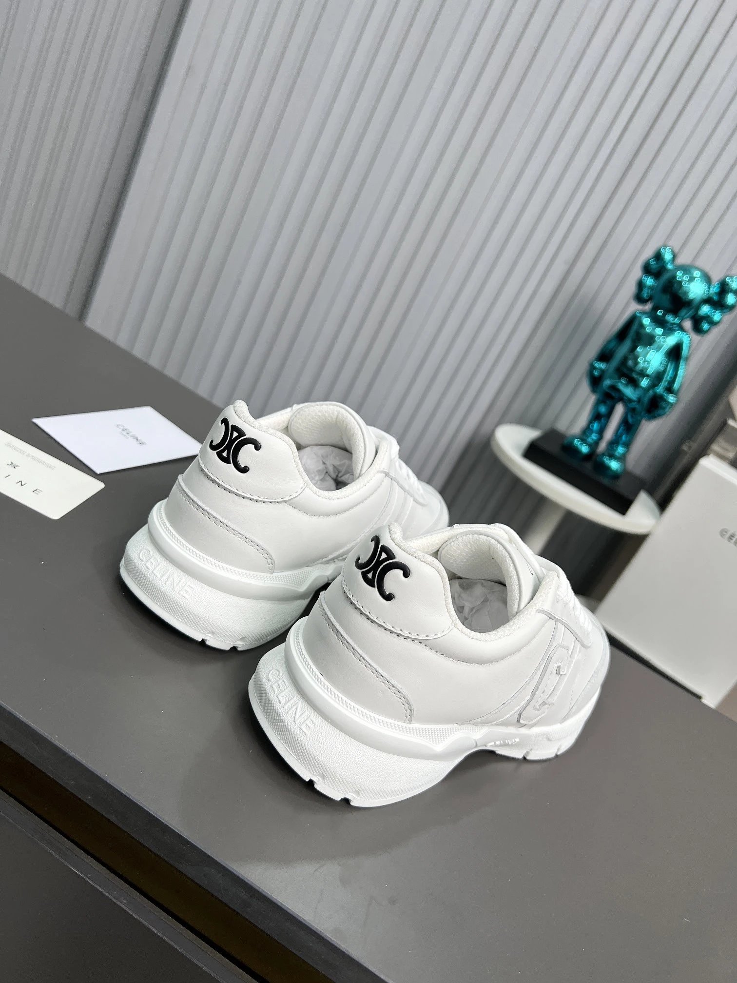 Spring Summer Leather Dad Sneakers Couple Style Ivory White - Gallery Image 4 - Detailed View