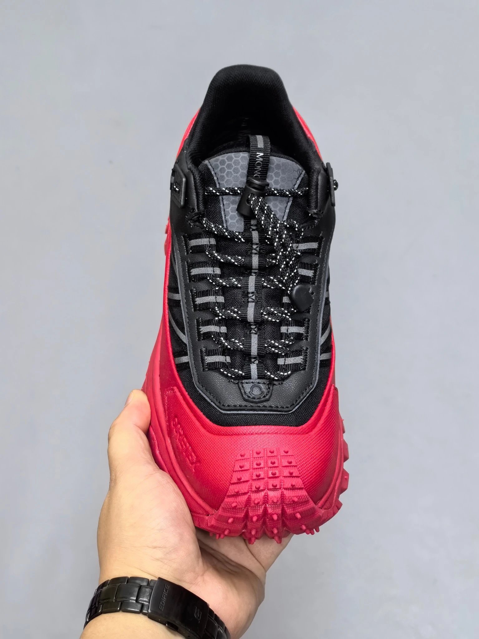 Moncler Trailgrip GTX Rubber Sneakers Black Red - Gallery Image 6 - Detailed View